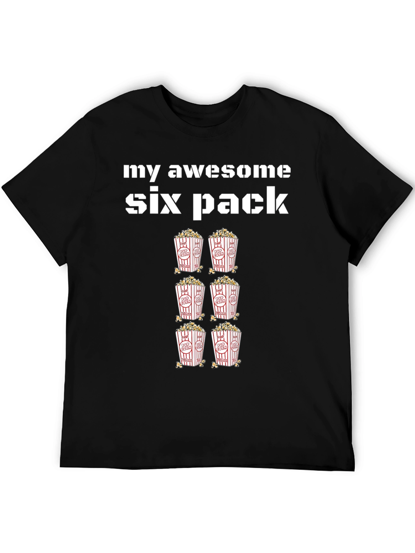 Black Awesome Six Pack Popcorn T-Shirt view 5