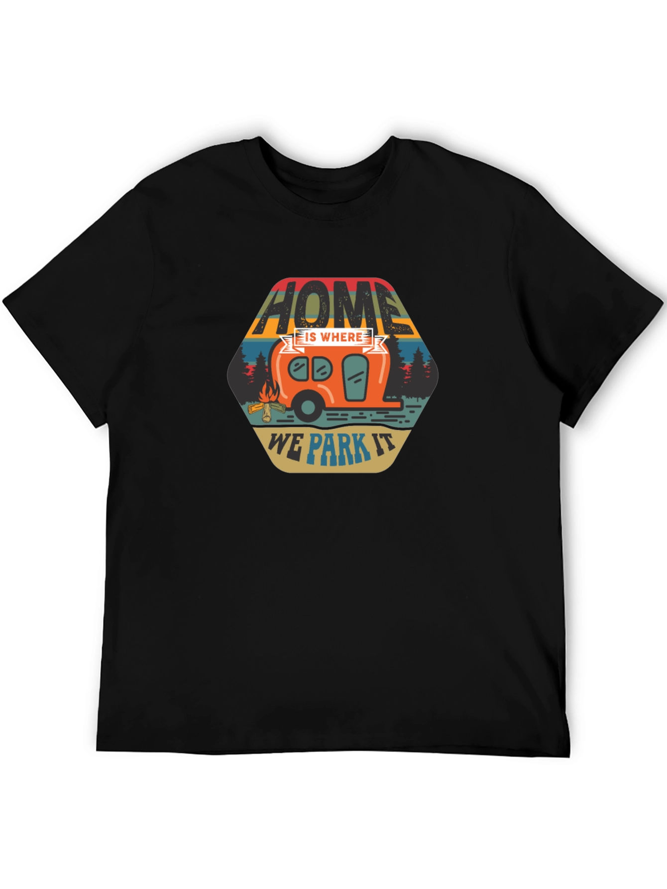 Black Home Is Where We Park It Camping T-Shirt view 5