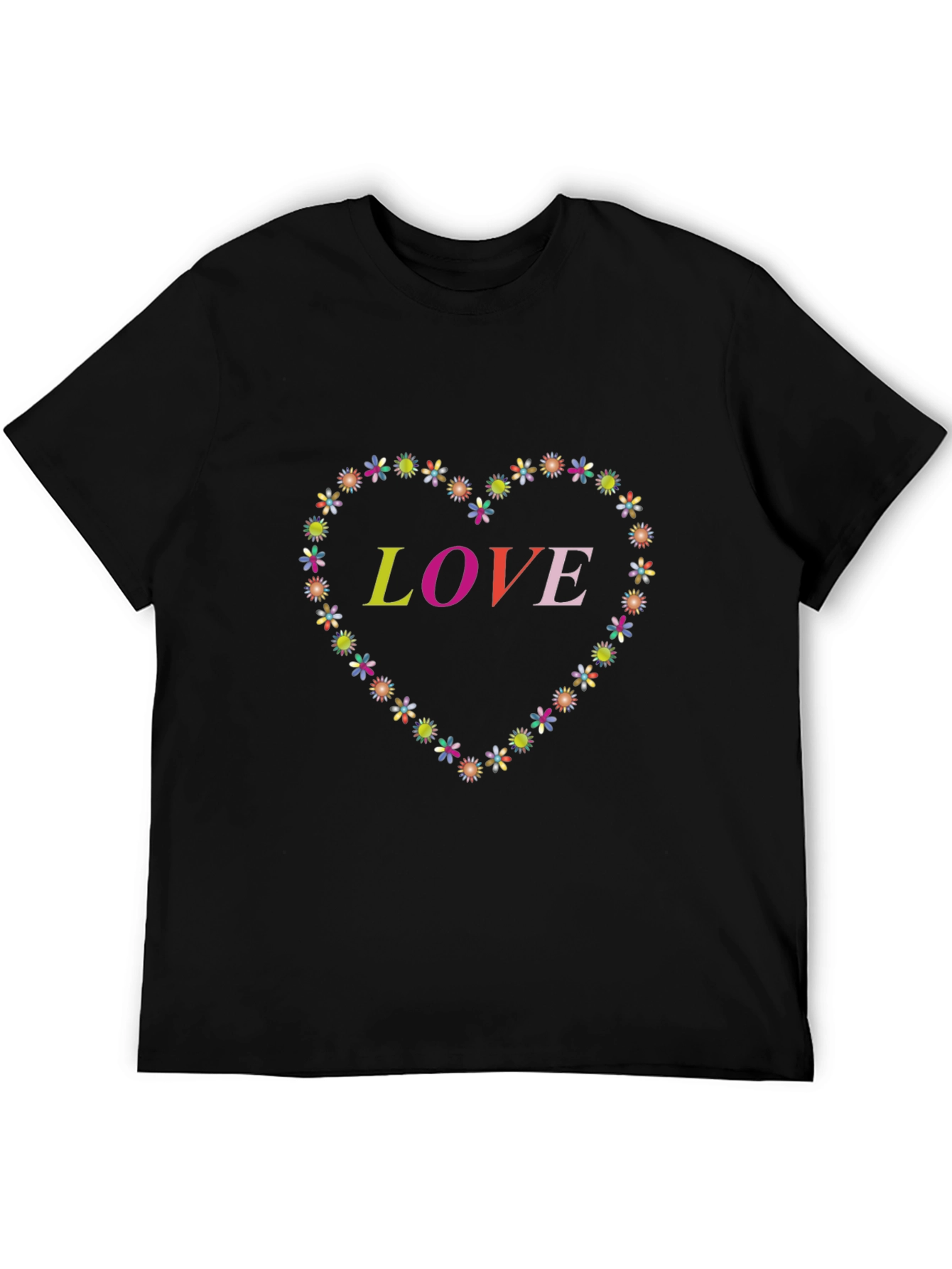 Black Love Floral Heart T-Shirt view 5