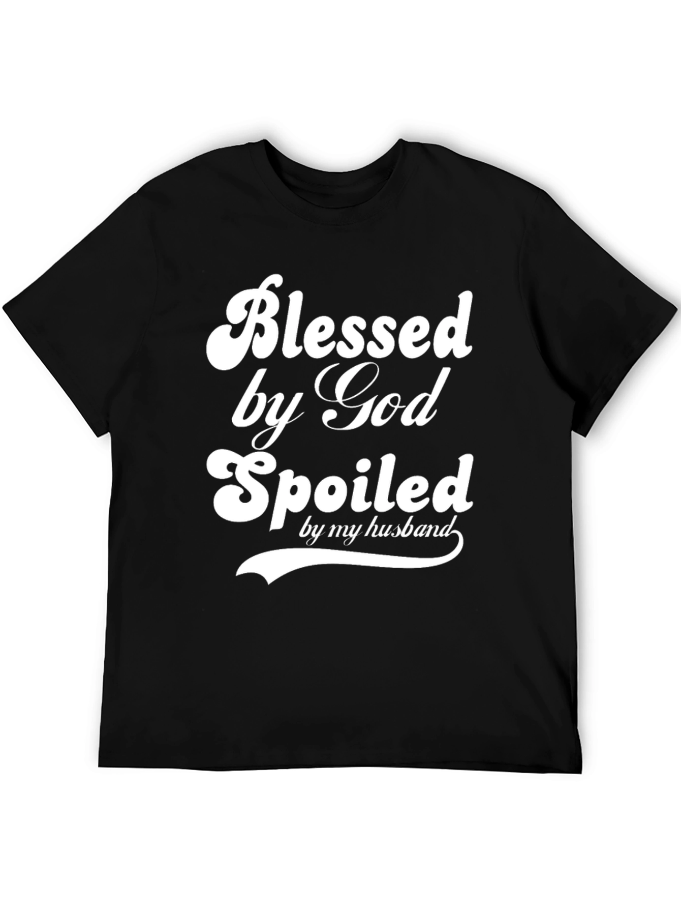 Black Blessed by God Spoiled by Husband Graphic T-Shirt view 5