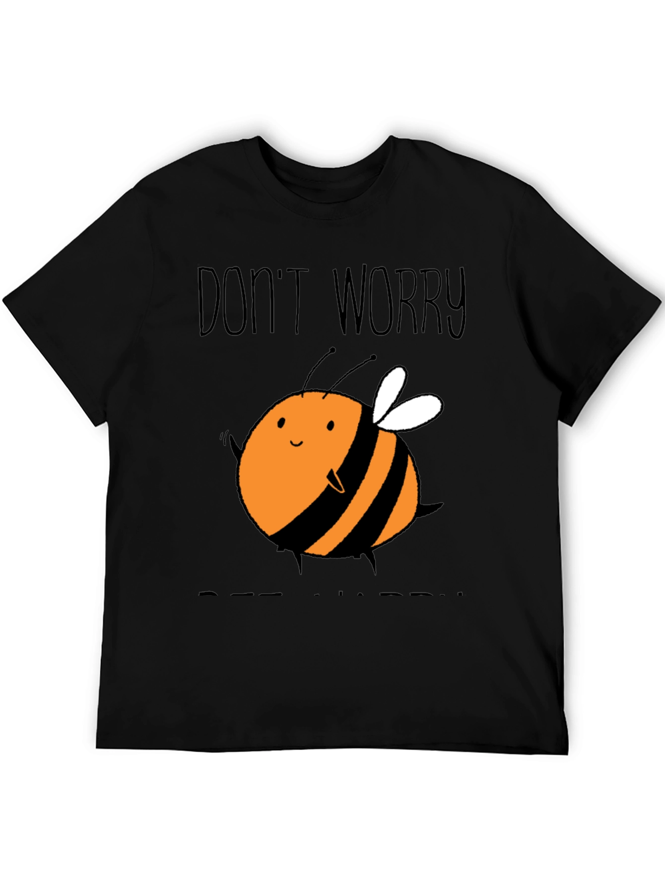 Black Cute Bee Graphic T-Shirt - Don't Worry Bee Happy! view 5