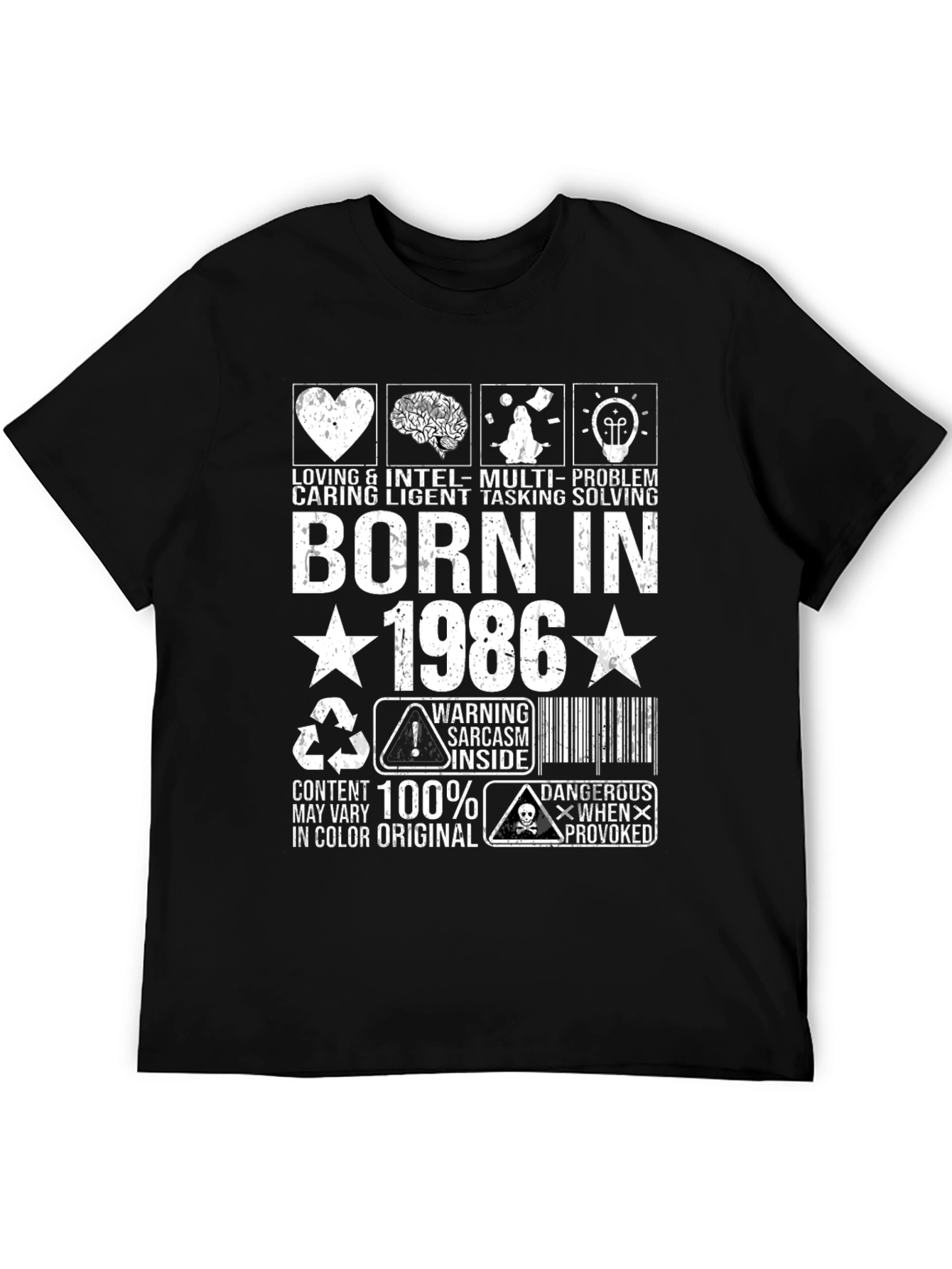 Black Born In 1986 Funny Graphic T-Shirt view 5