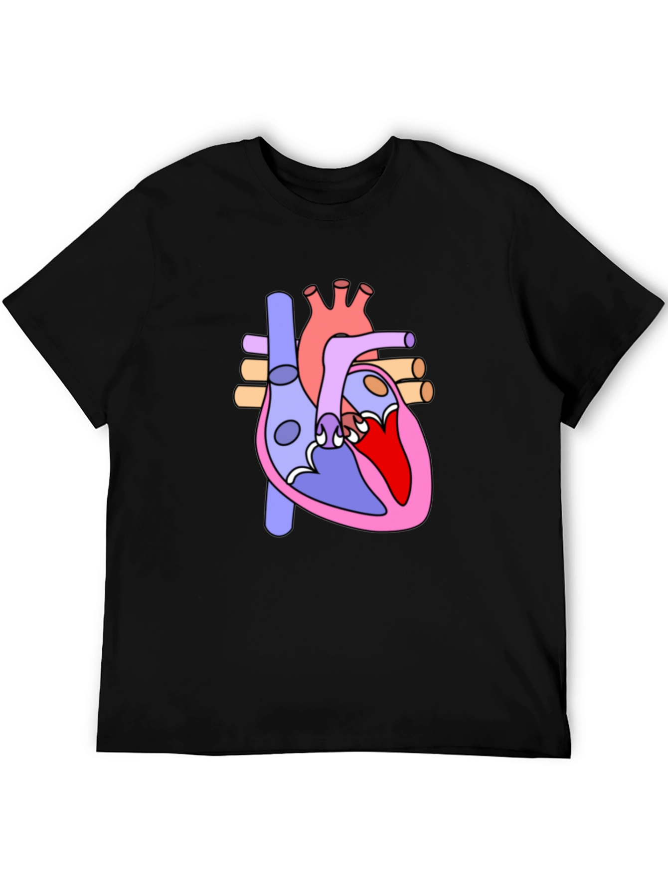 Black Anatomical Heart Graphic Tee - Black Cotton Blend view 5