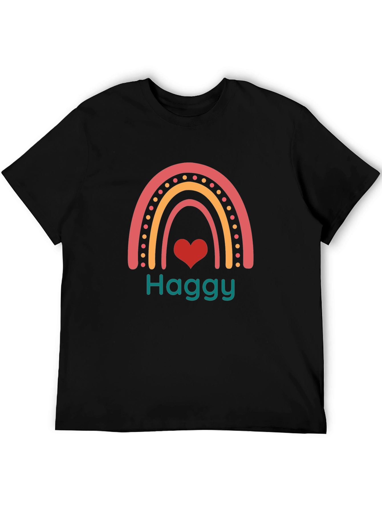 Black Haggy Rainbow Heart Tee - Black Cotton Blend view 5