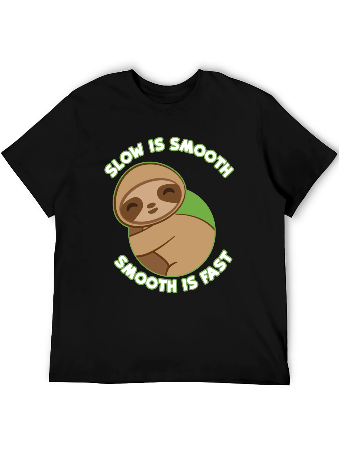Black Slow is Smooth Sloth Graphic T-Shirt view 5