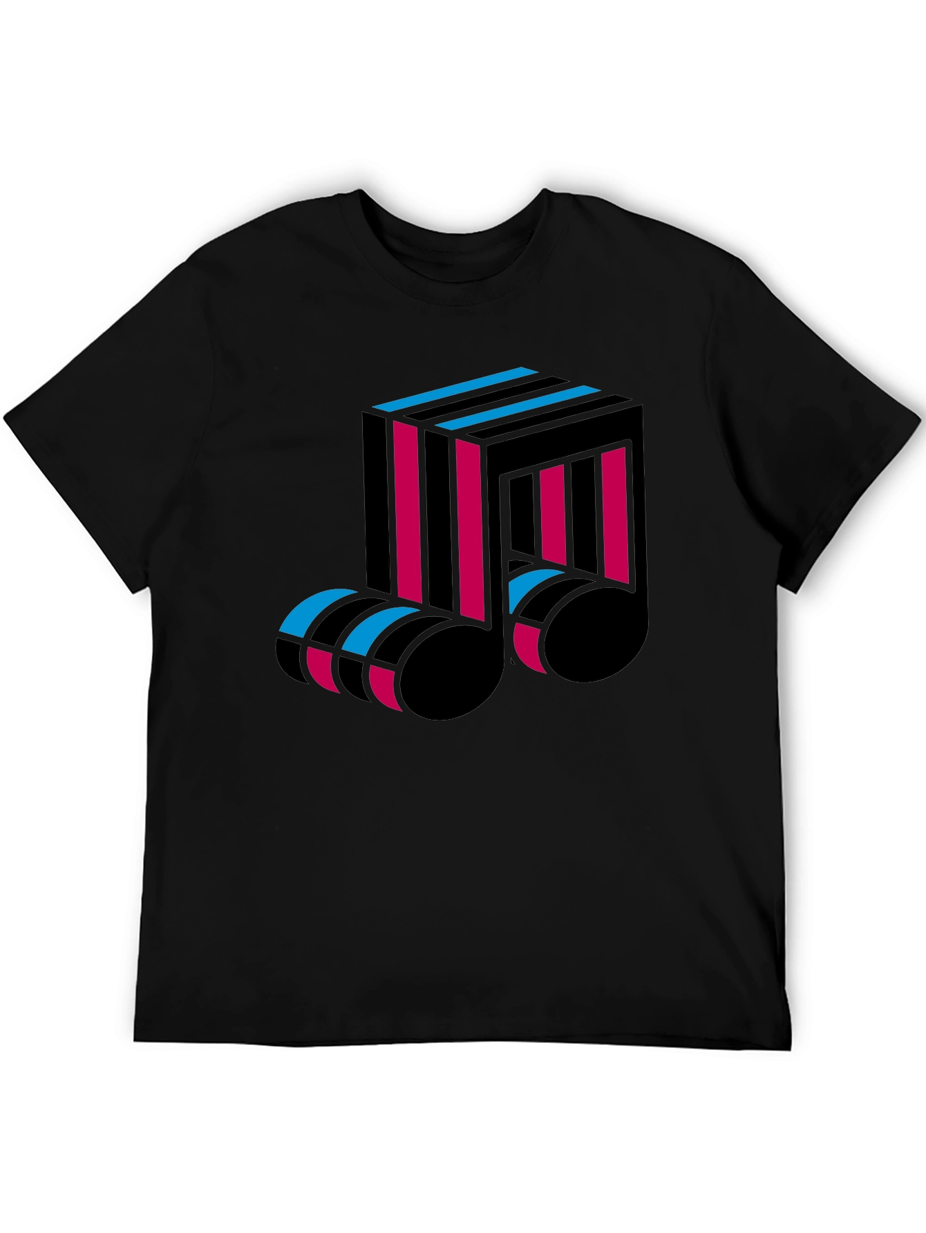 Black Abstract Music Note Graphic Tee - Black Cotton T-Shirt view 5