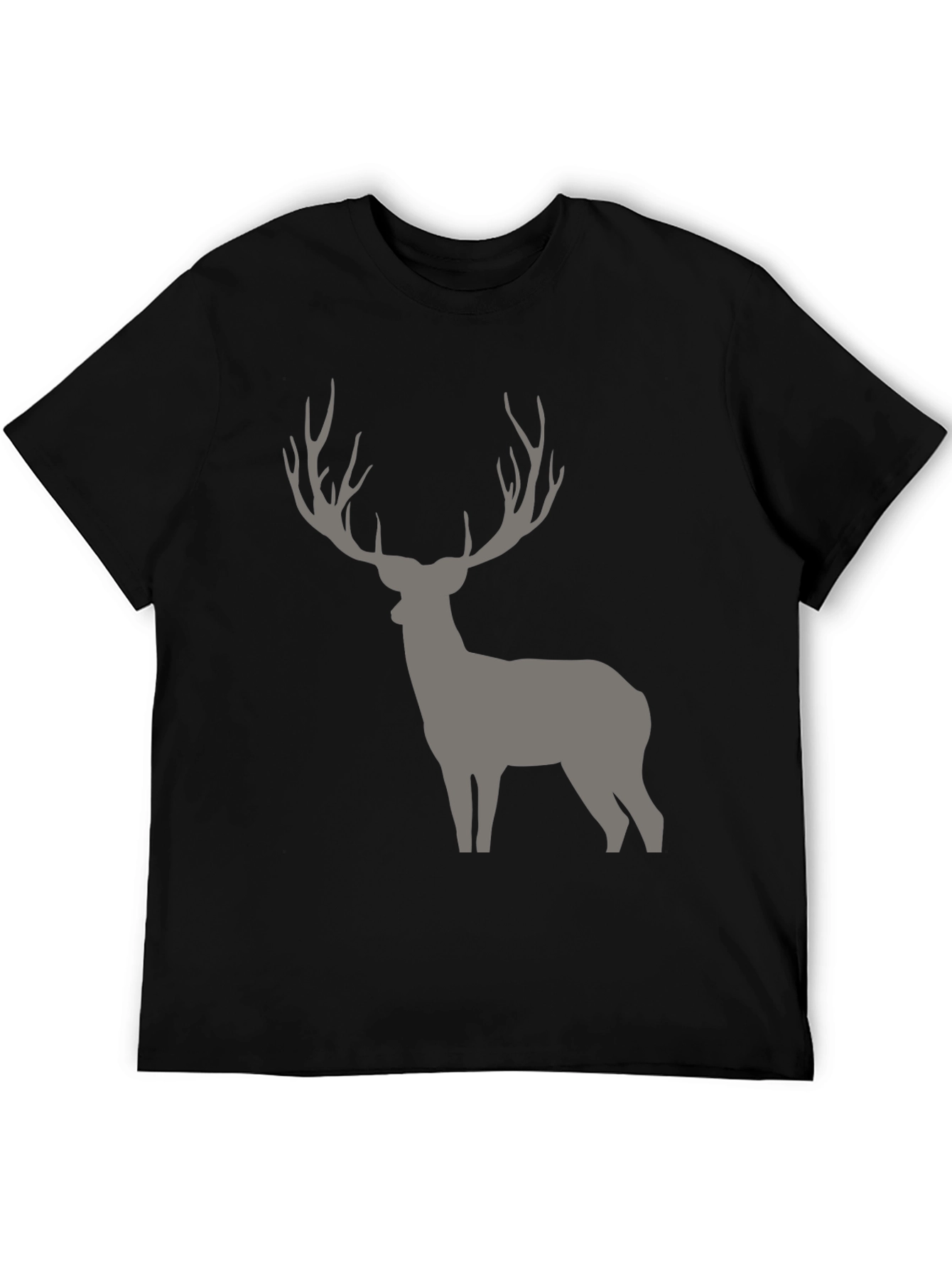 Black Men's Black Deer Graphic T-Shirt view 5