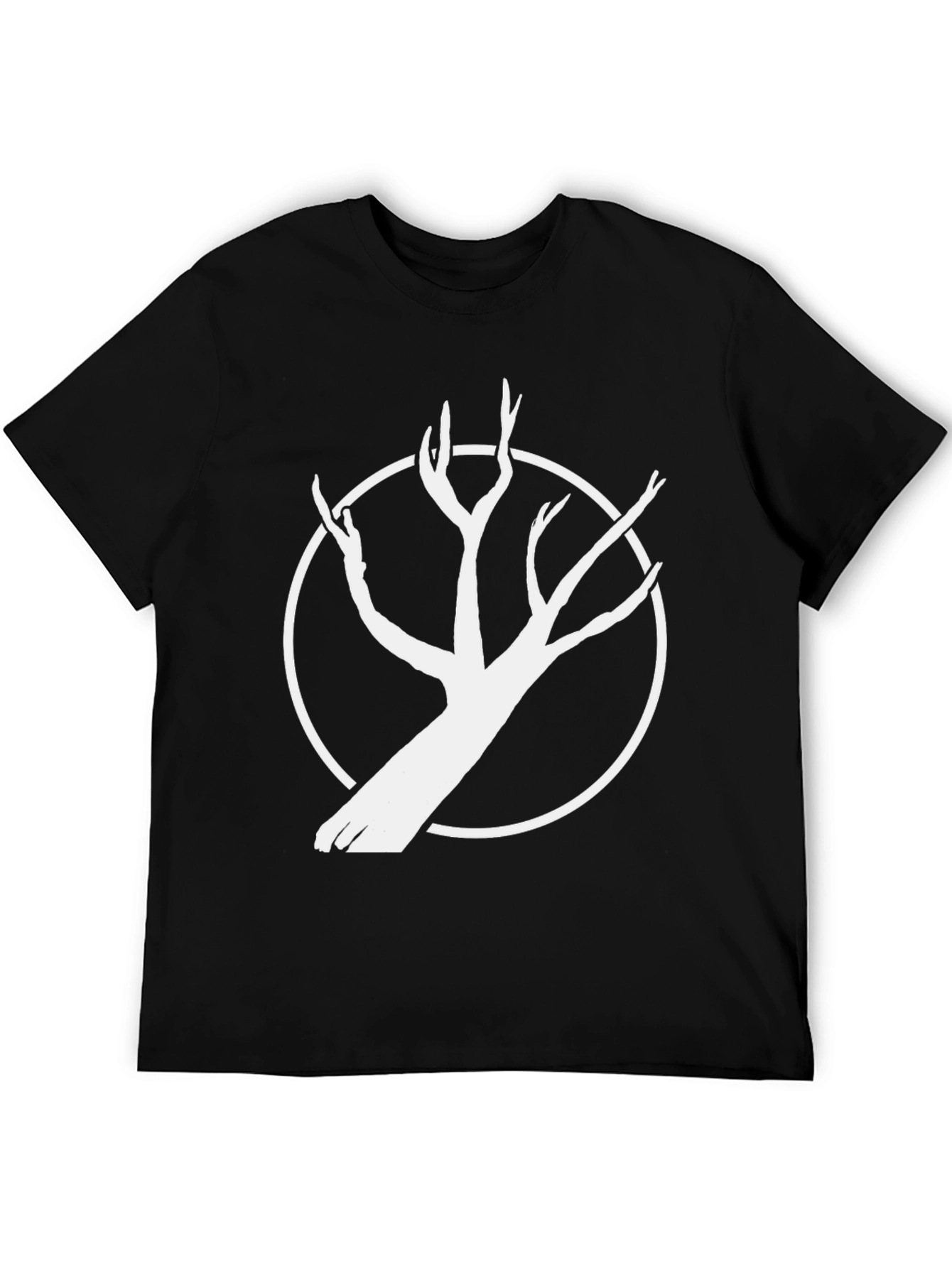 Black Black Tee with White Tree Circle Graphic view 5