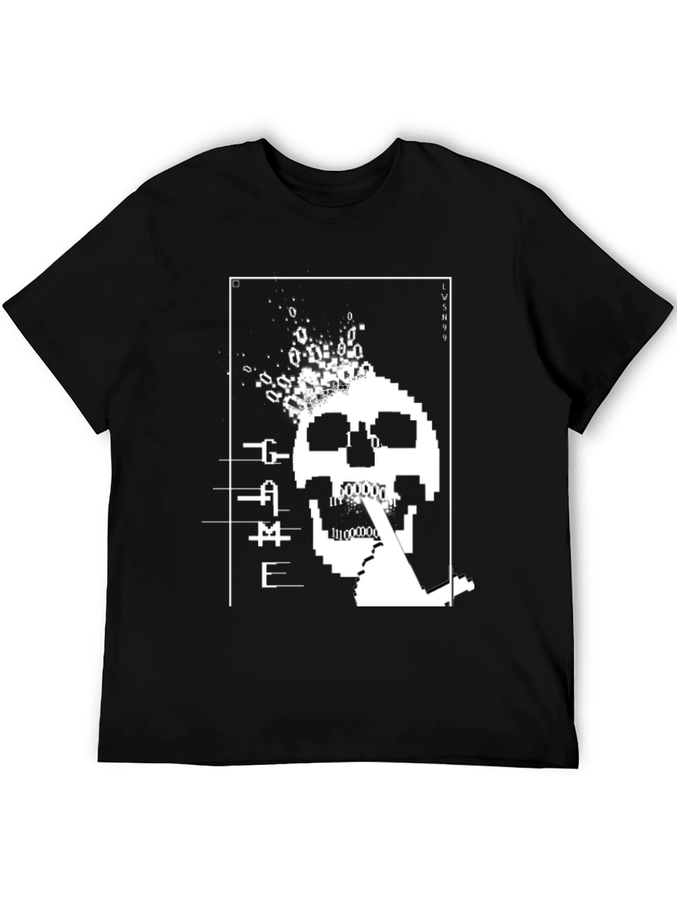 Black Pixel Skull 'GAME' Black T-Shirt view 5