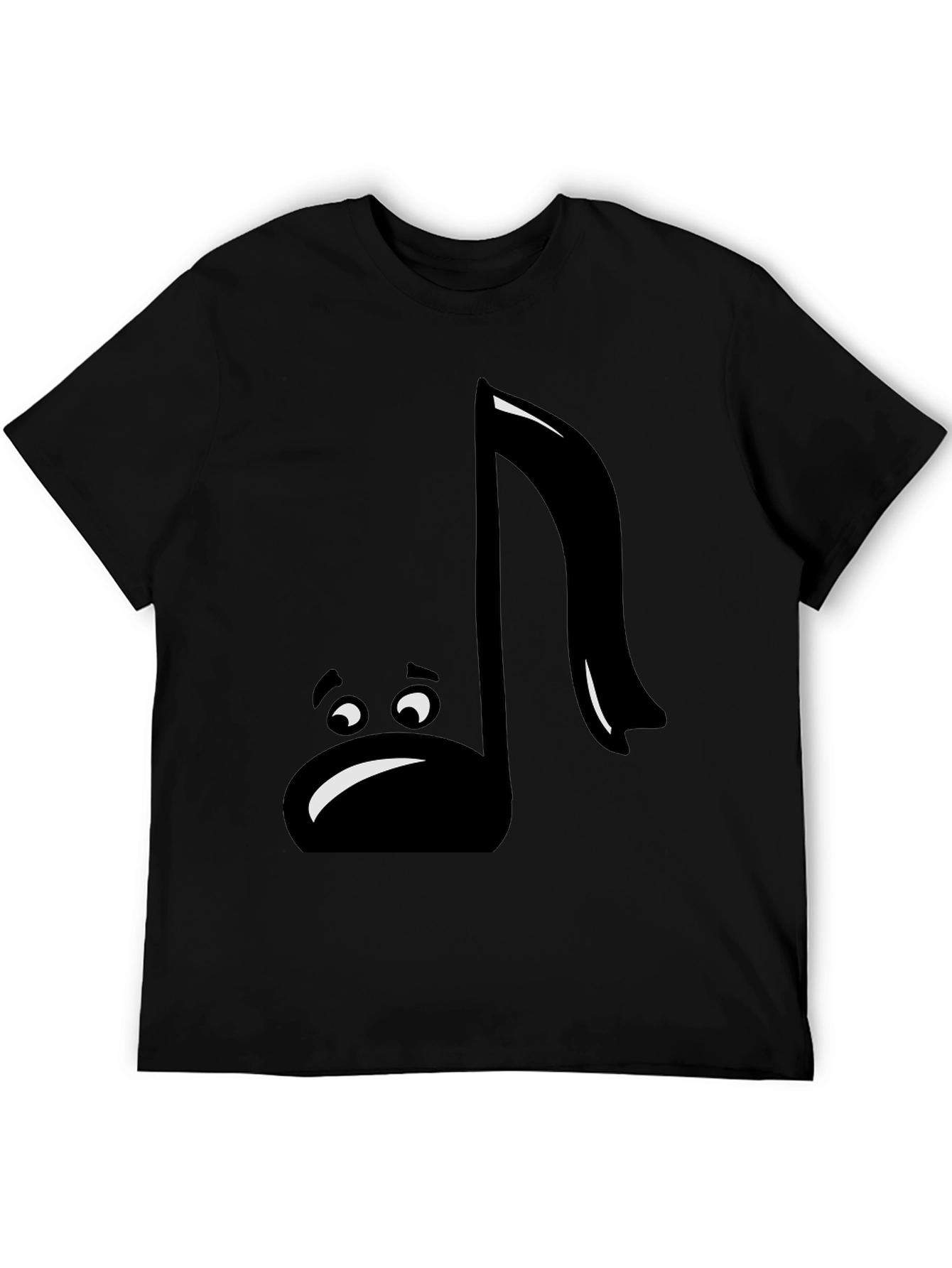 Black Sad Music Note Graphic T-Shirt - Black Cotton Tee view 5