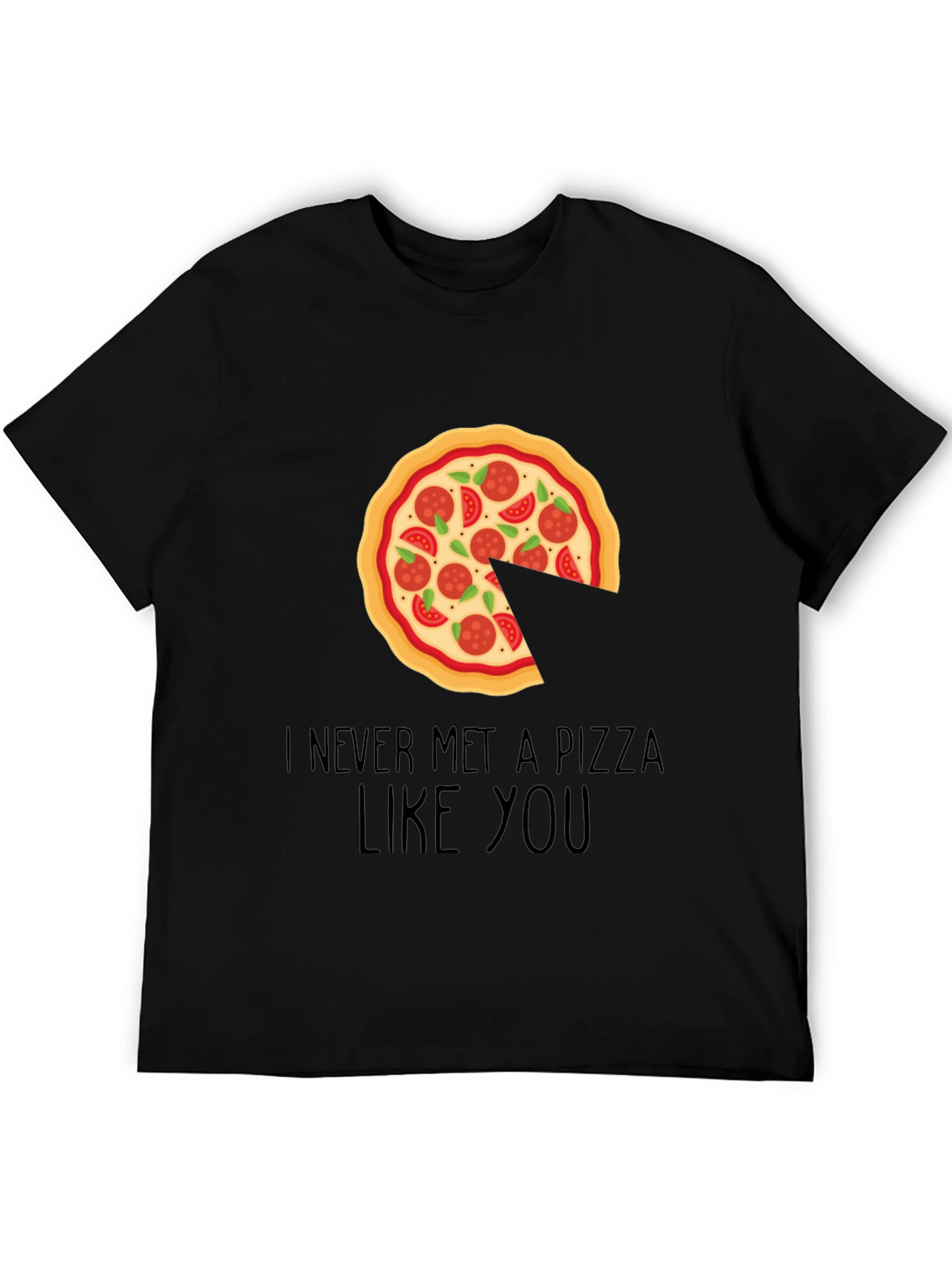 Pizza Slice Missing Graphic Tee - Unisex Black T-Shirt - 5