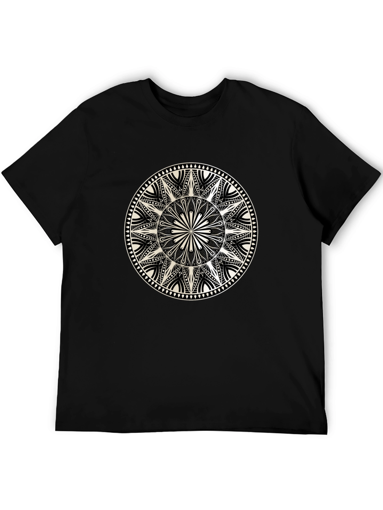 Black Geometric Mandala Graphic Tee - Black view 5
