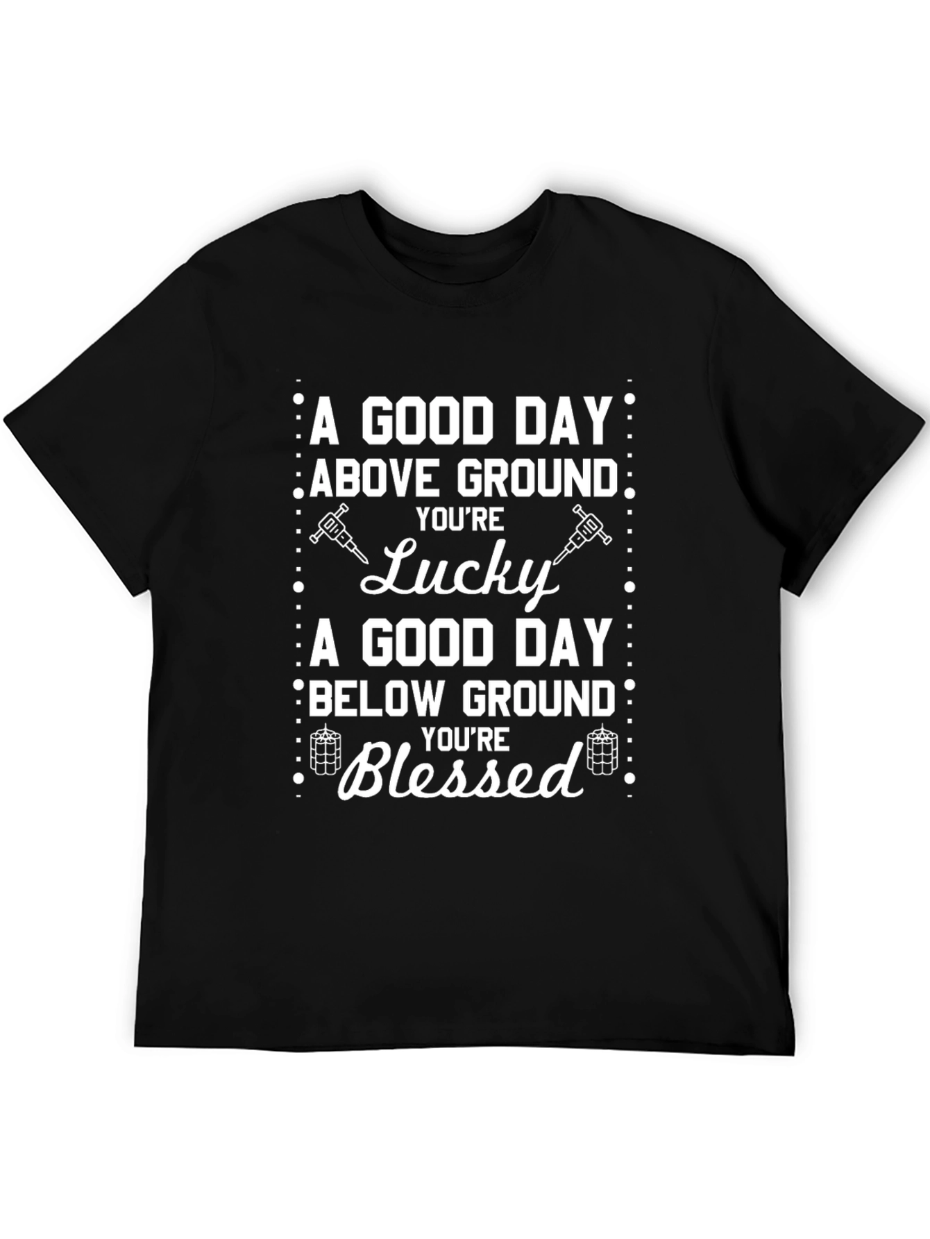 Black Lucky Blessed T-Shirt: Above & Below Ground view 5