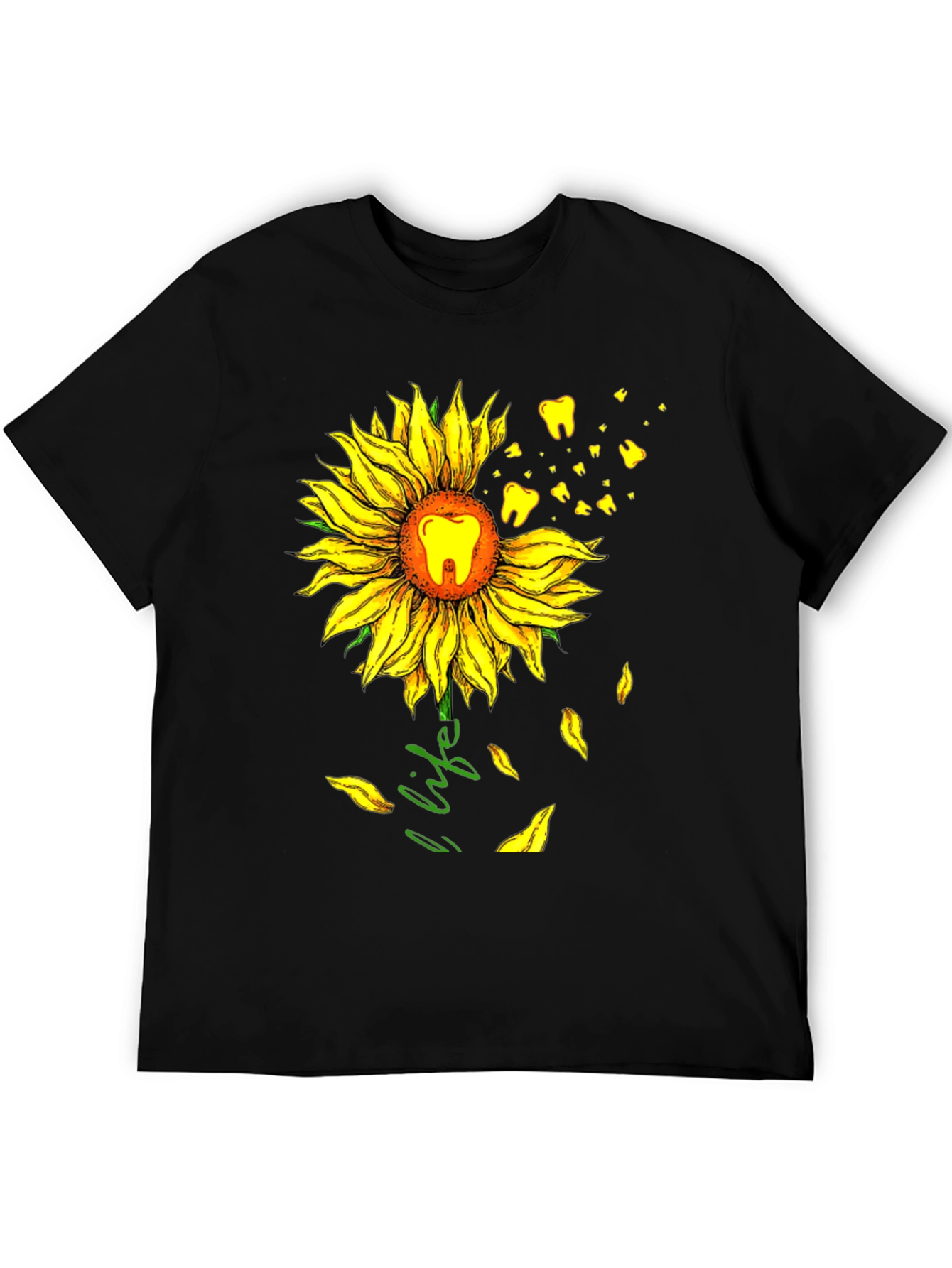 Black Dental Sunflower T-Shirt - Dentist Life Tee view 5