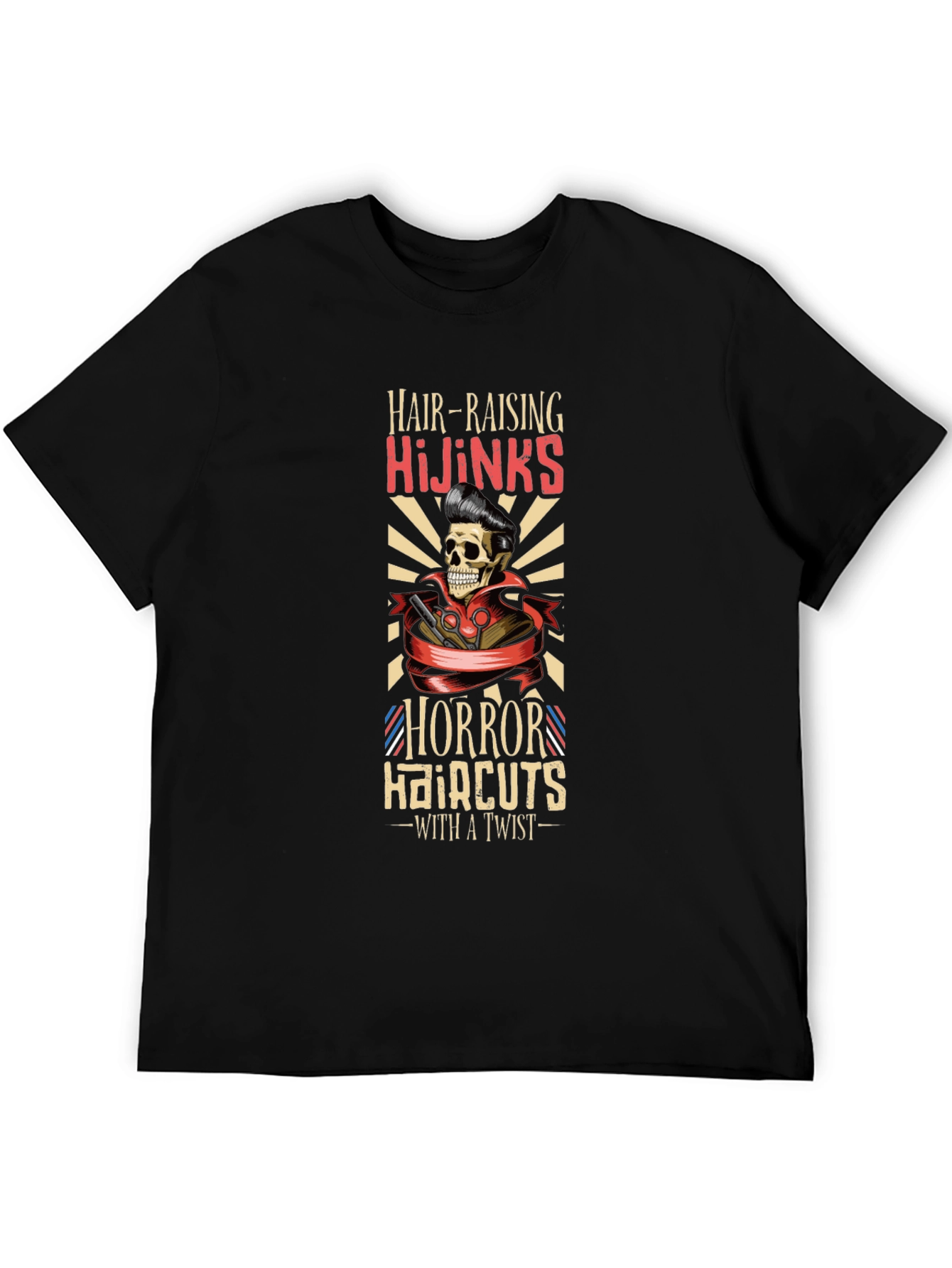 Black Hair-Raising Hijinks Horror Haircuts T-Shirt view 5