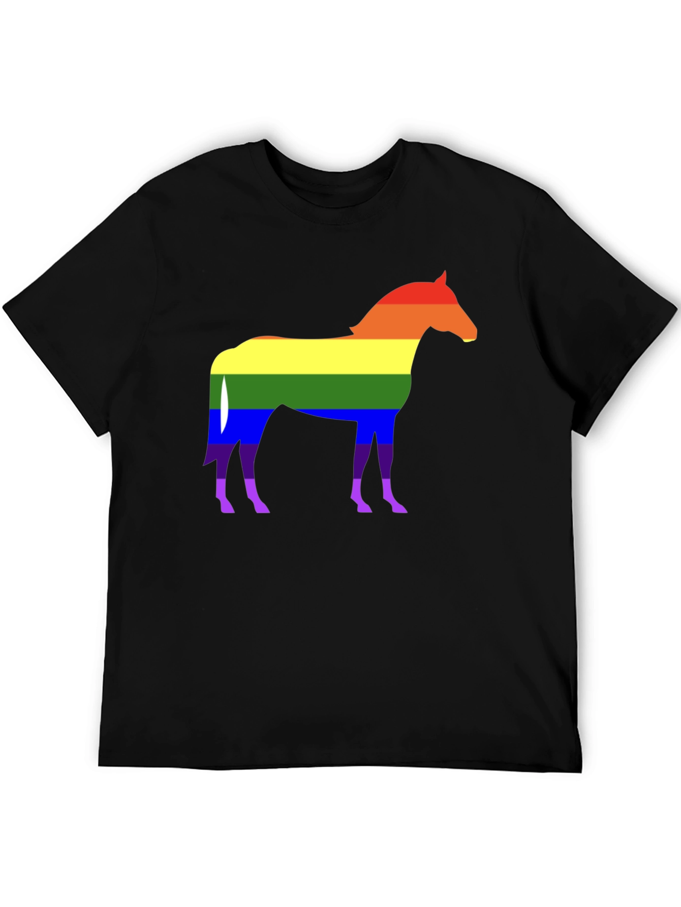Black Pride Horse Graphic T-Shirt - Stylish Rainbow Design view 5