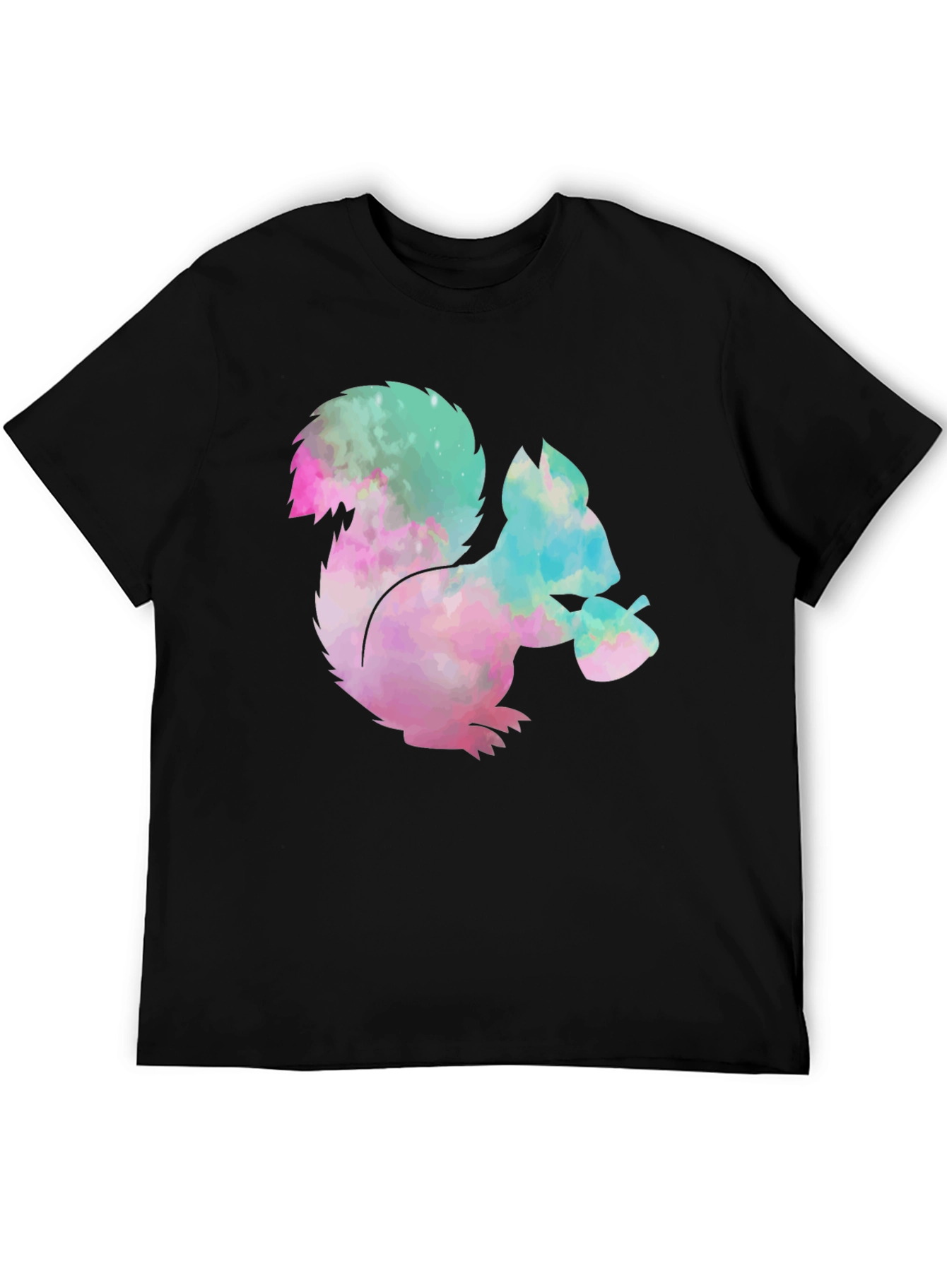 Black Squirrel Tie-Dye Graphic T-Shirt - Black Cotton Tee view 5
