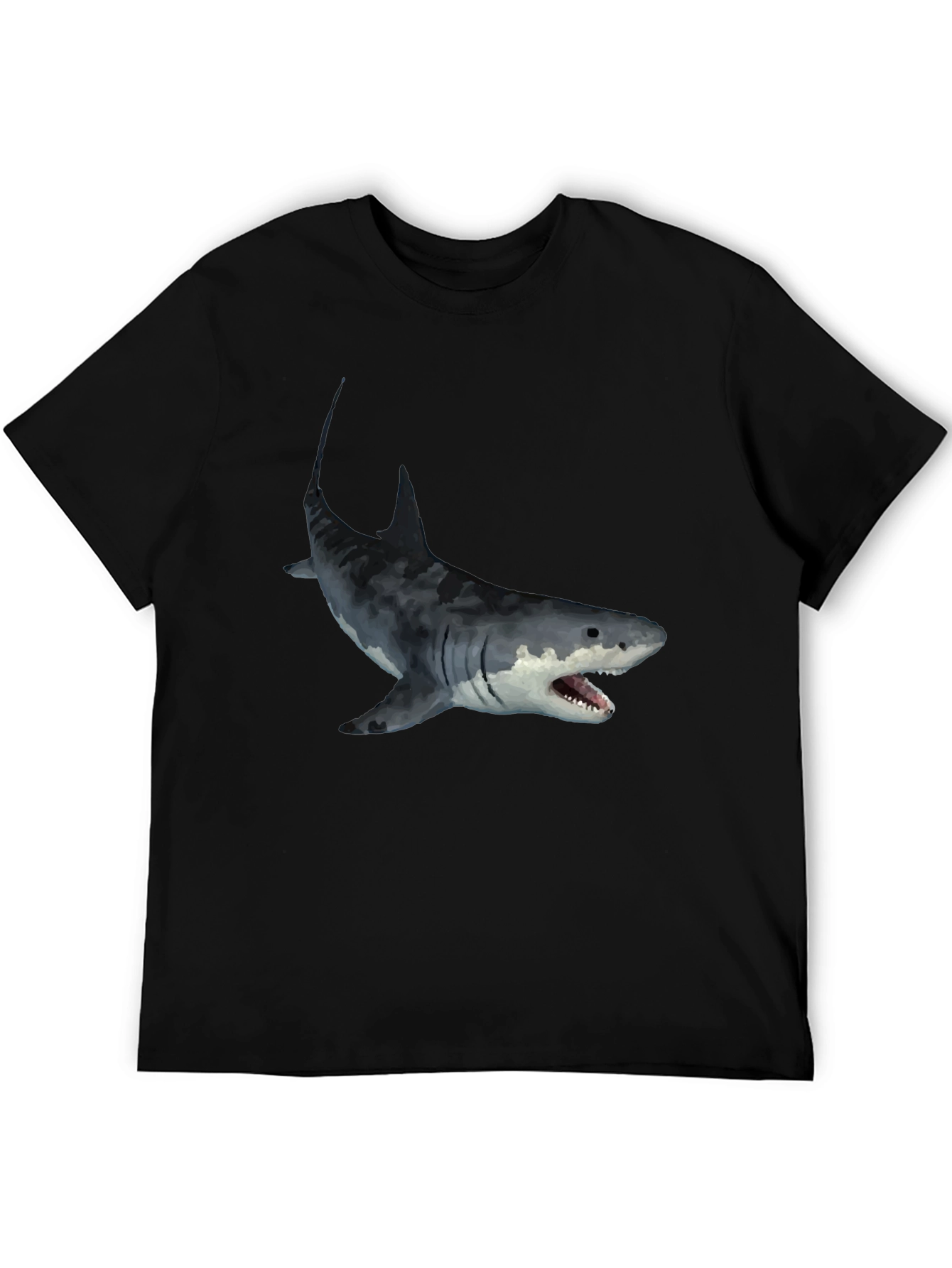 Black Men's Black Shark Graphic T-Shirt view 5