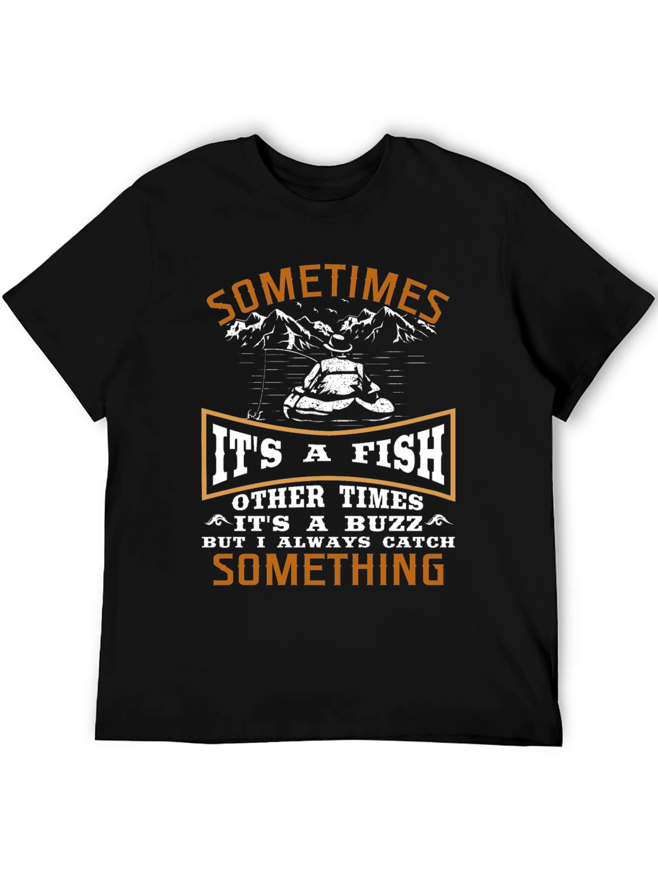 Black Fishing T-Shirt - Catch Something Humorous Tee view 5