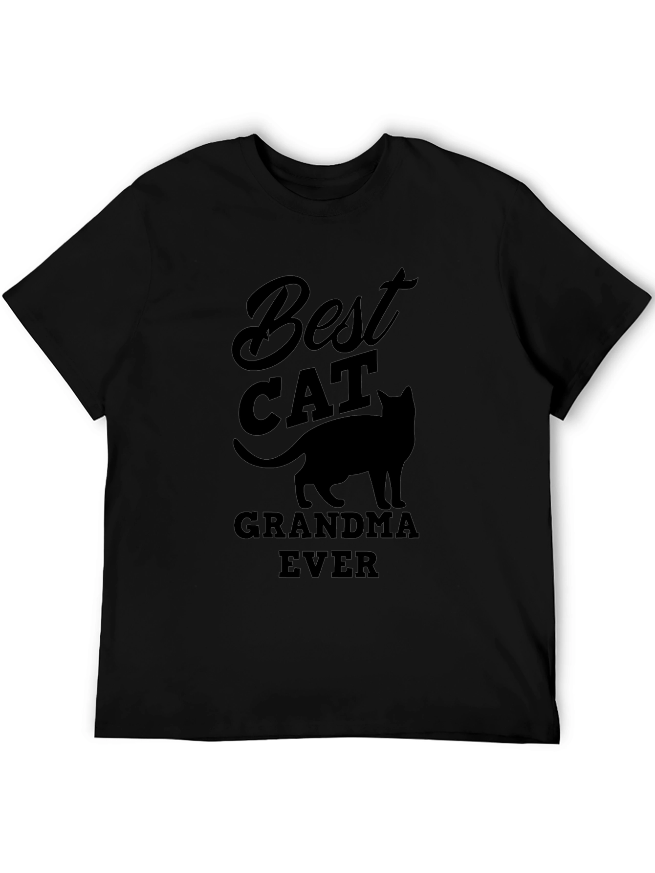 Black Best Cat Grandma Ever Black T-Shirt view 5