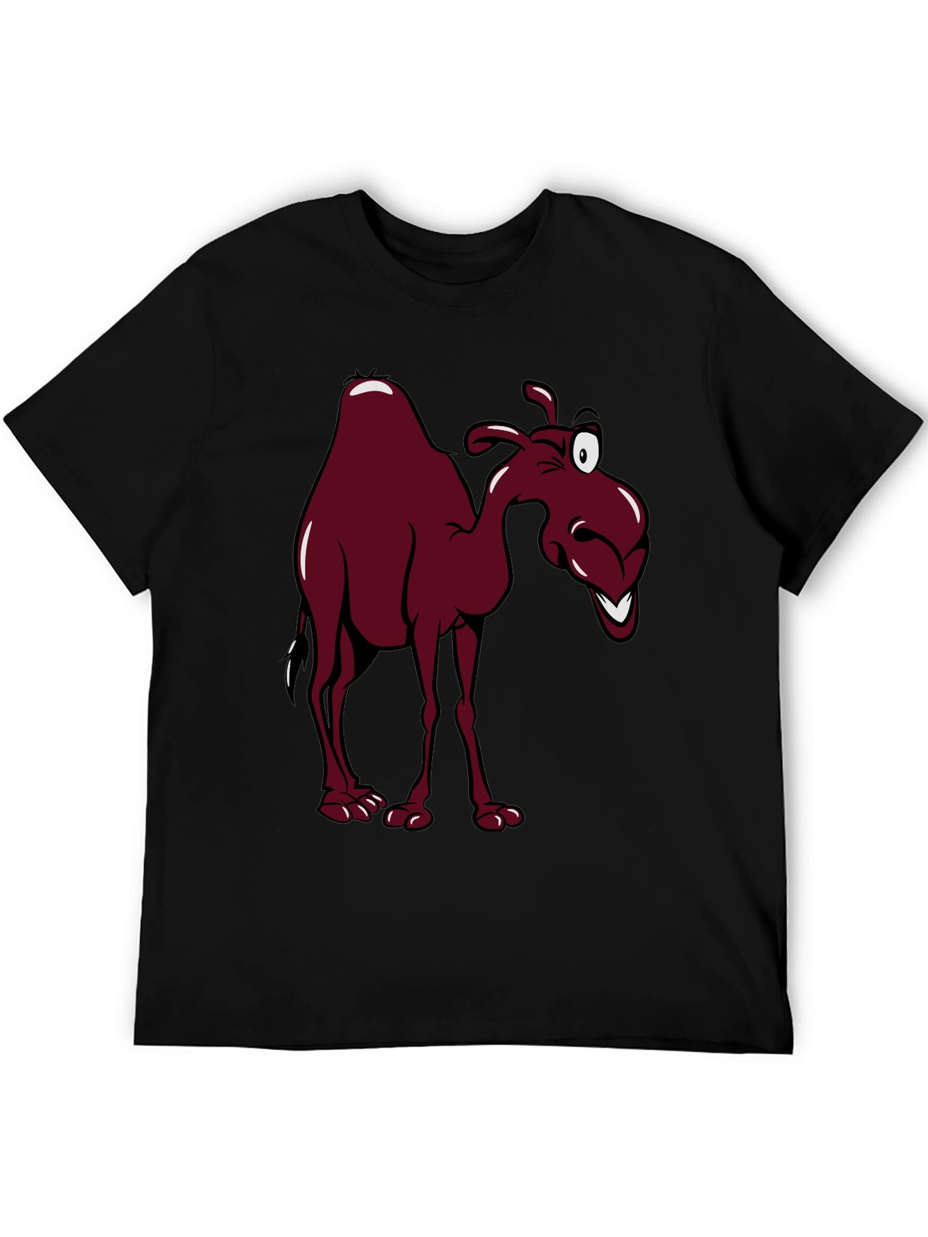 Black Cartoon Camel Graphic Tee - Black Unisex T-Shirt view 5