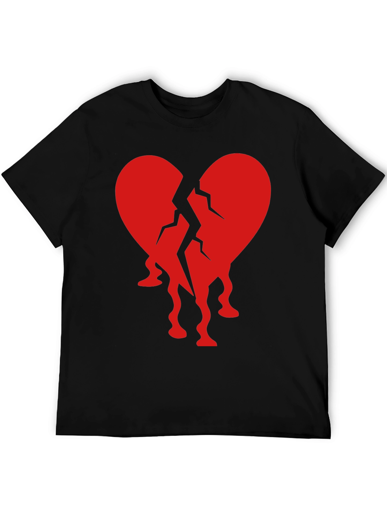 Black Broken Heart Graphic Tee - Black Crew Neck T-Shirt view 5