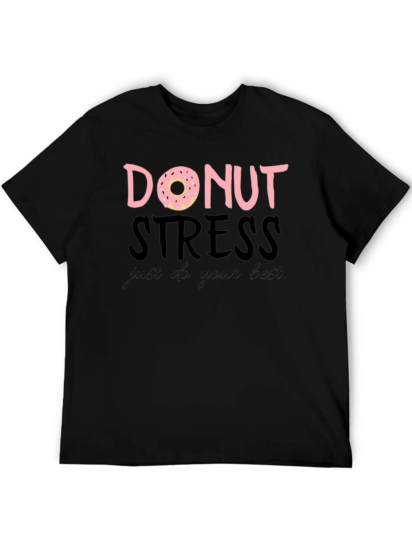 Black Donut Stress Funny Graphic Tee view 5