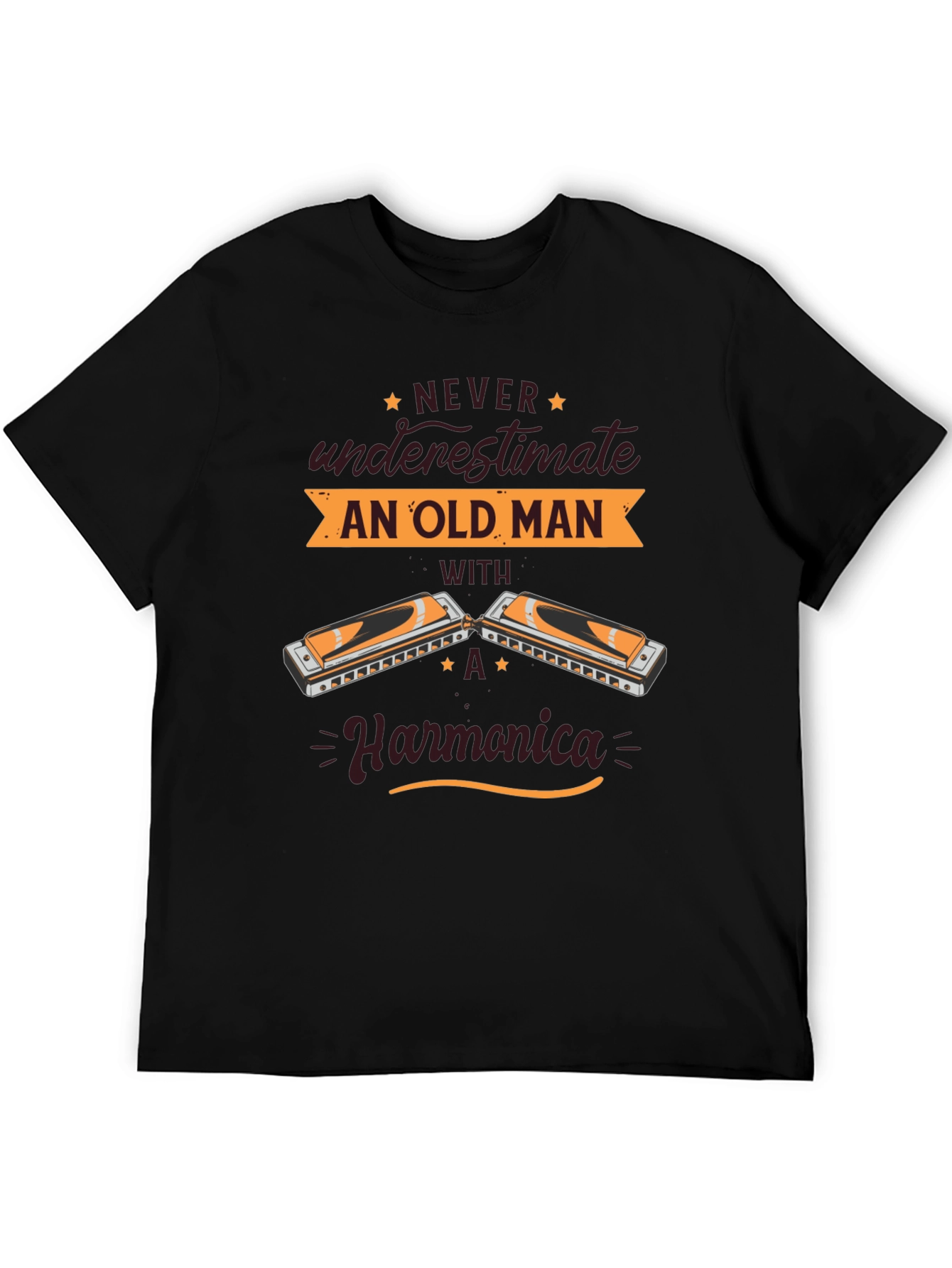 Black Old Man Harmonica T-Shirt  view 5