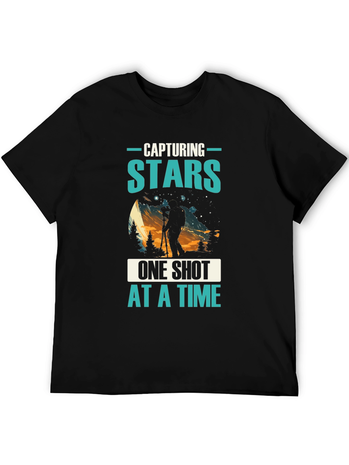 Black Capturing Stars T-Shirt: Photographer Night Sky Tee view 5