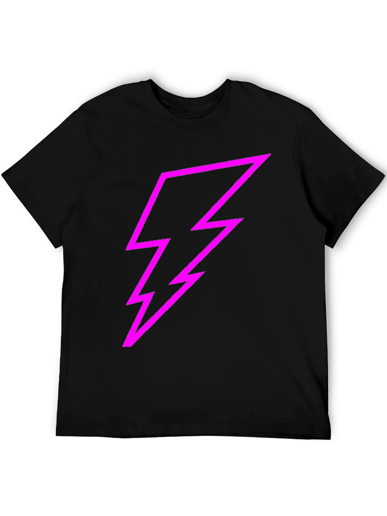 Black Black Tee with Bold Pink Lightning Bolt Design view 5