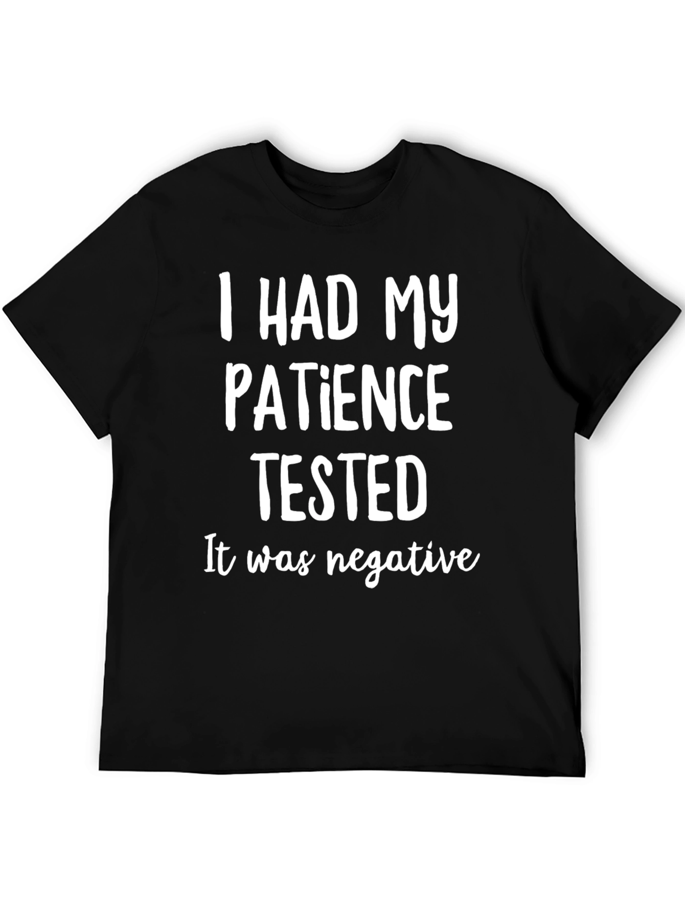 Black Funny Patience Tested T-Shirt - Black Cotton Tee view 5