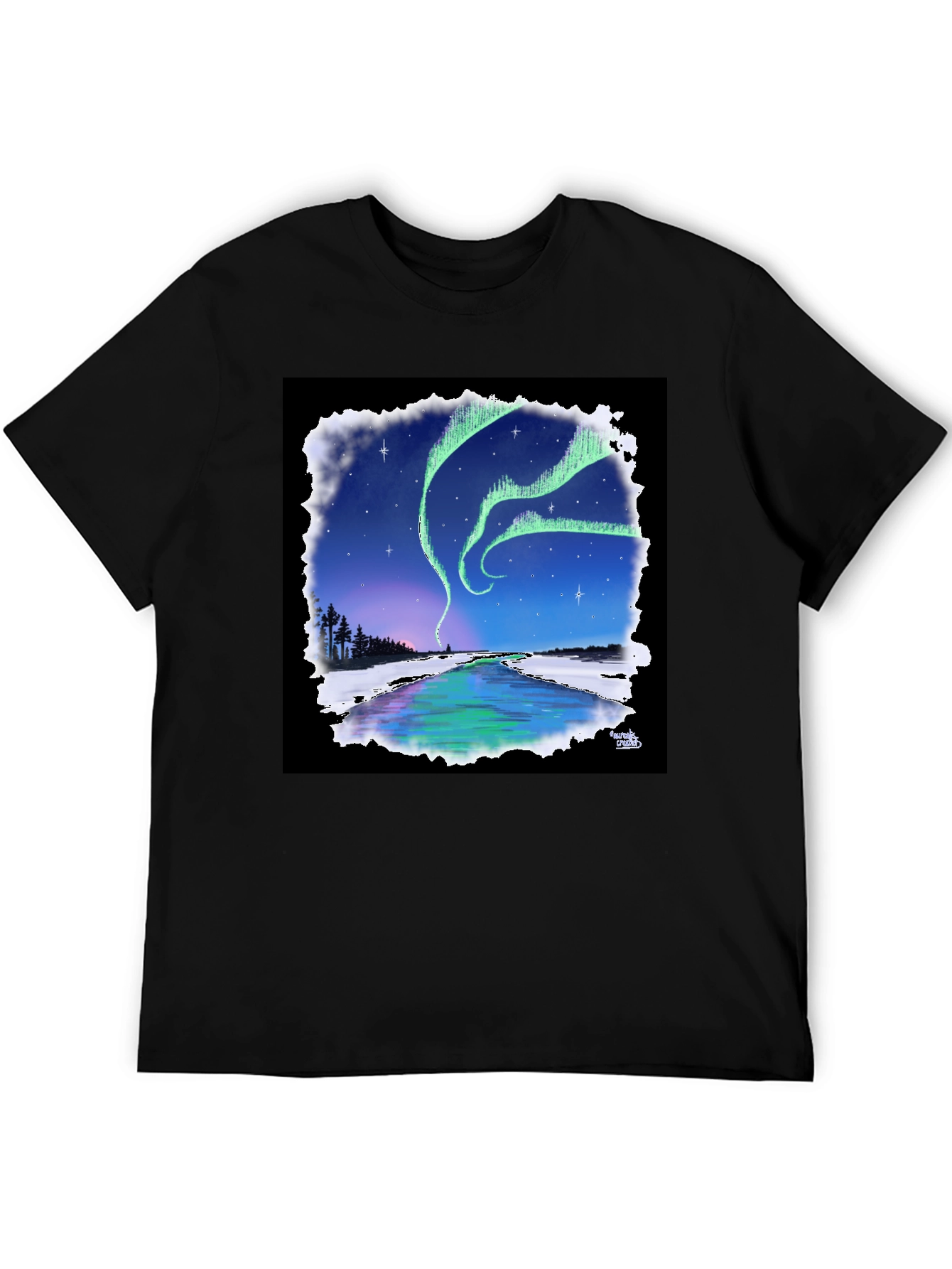 Black Aurora Borealis Graphic Tee - Northern Lights Design view 5