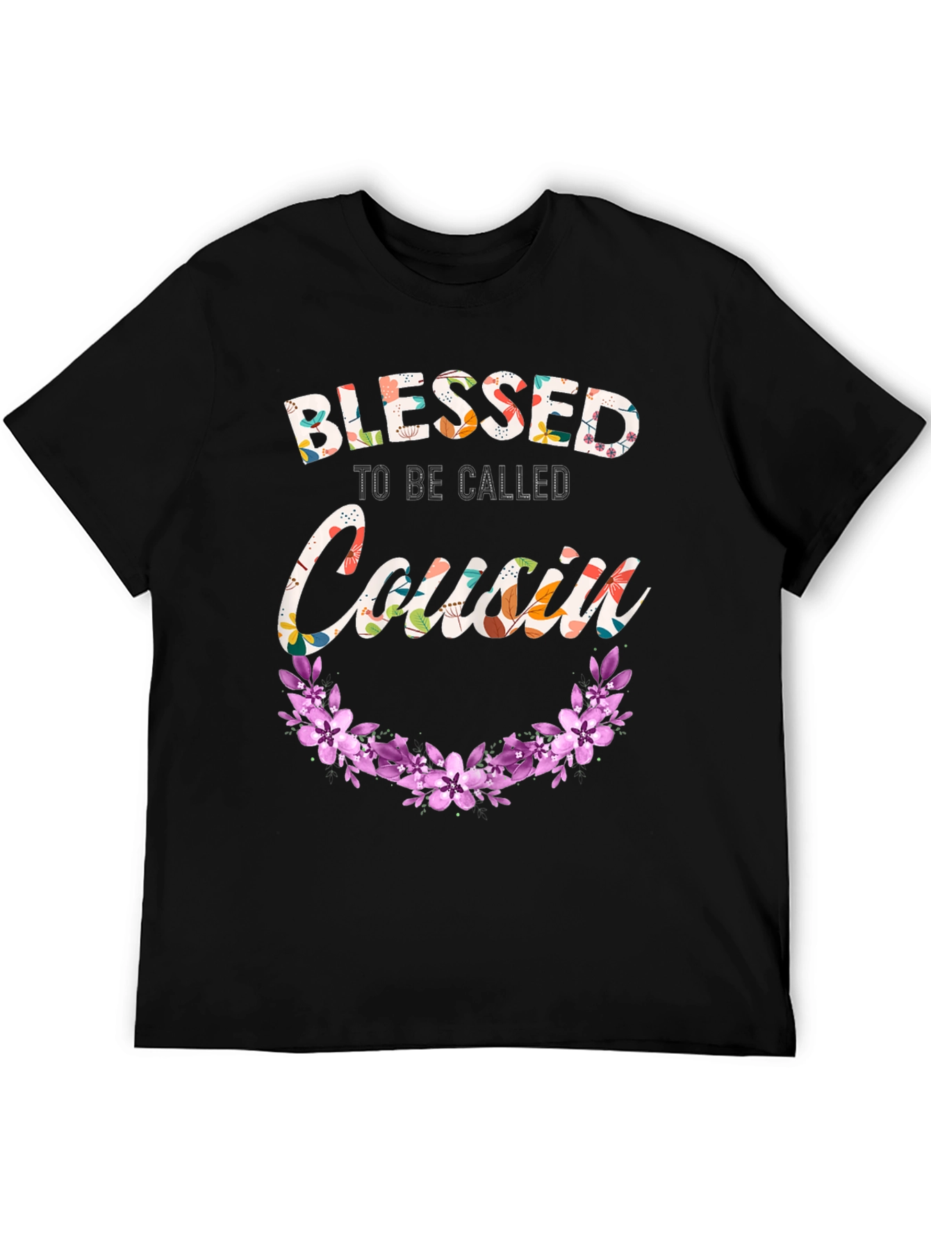 Black Blessed to be Called Cousin Floral T-Shirt view 5