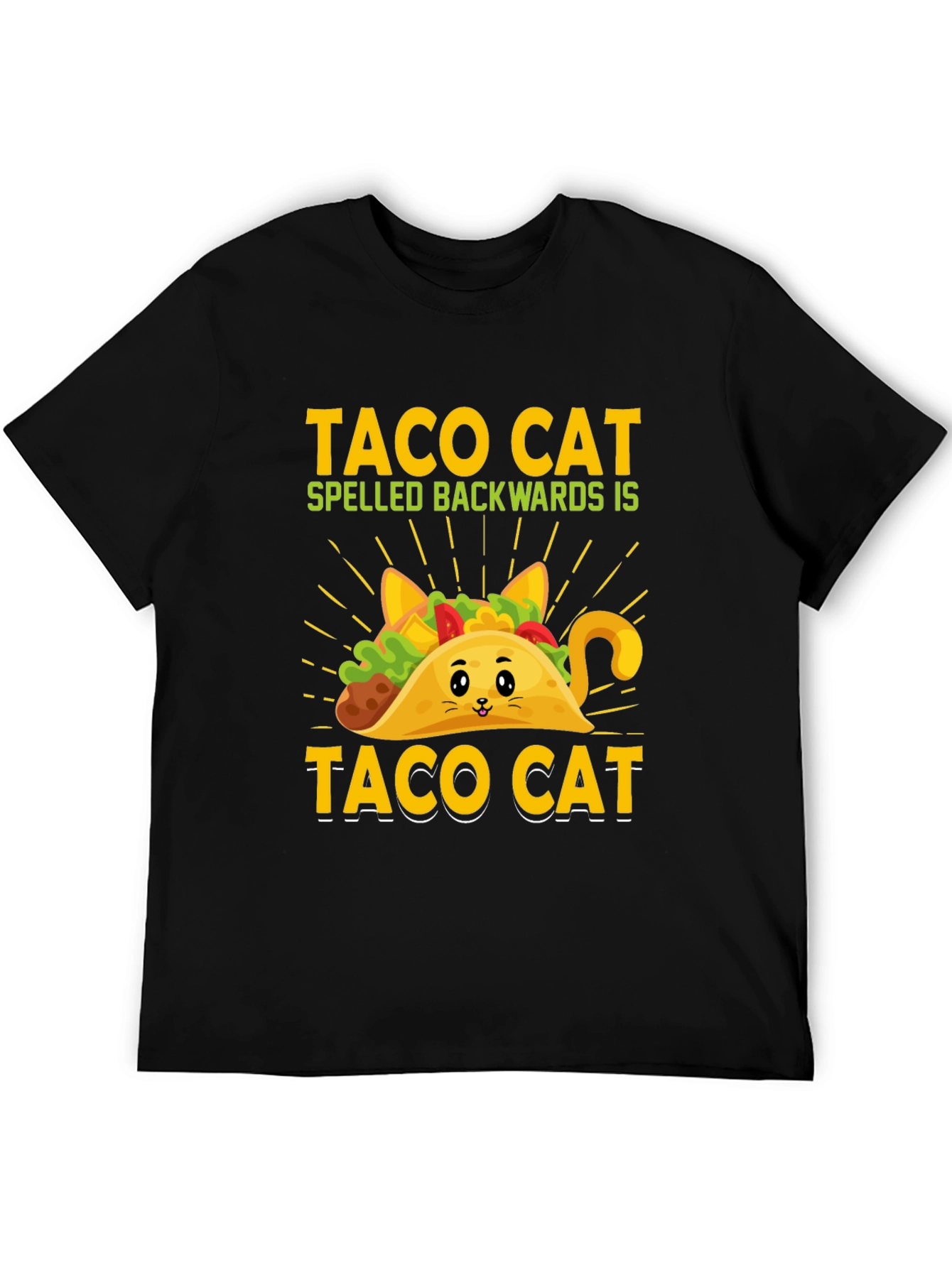 Black Taco Cat T-Shirt - Funny Palindrome Tee view 5