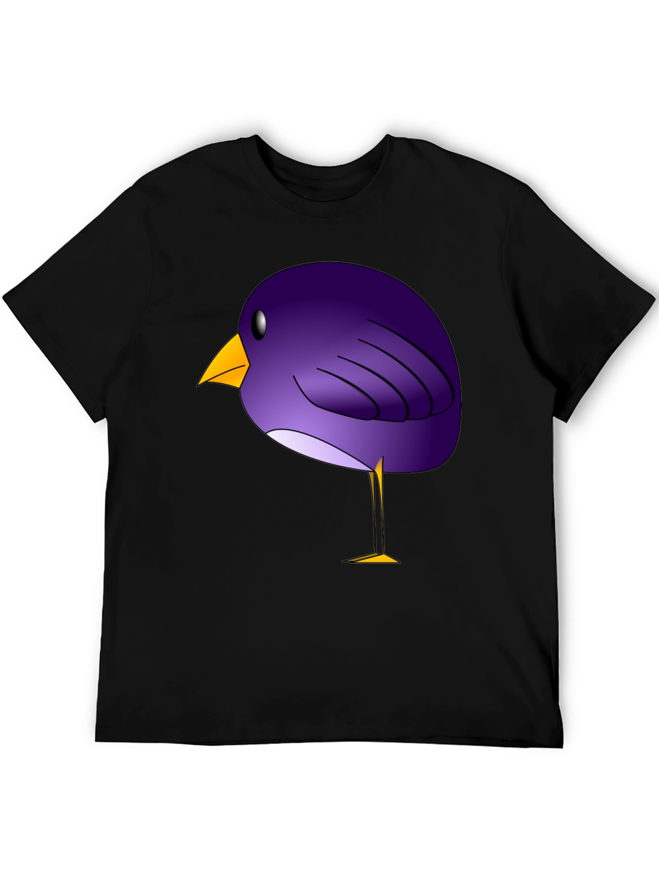 Black Whimsical Purple Bird Graphic T-Shirt view 5