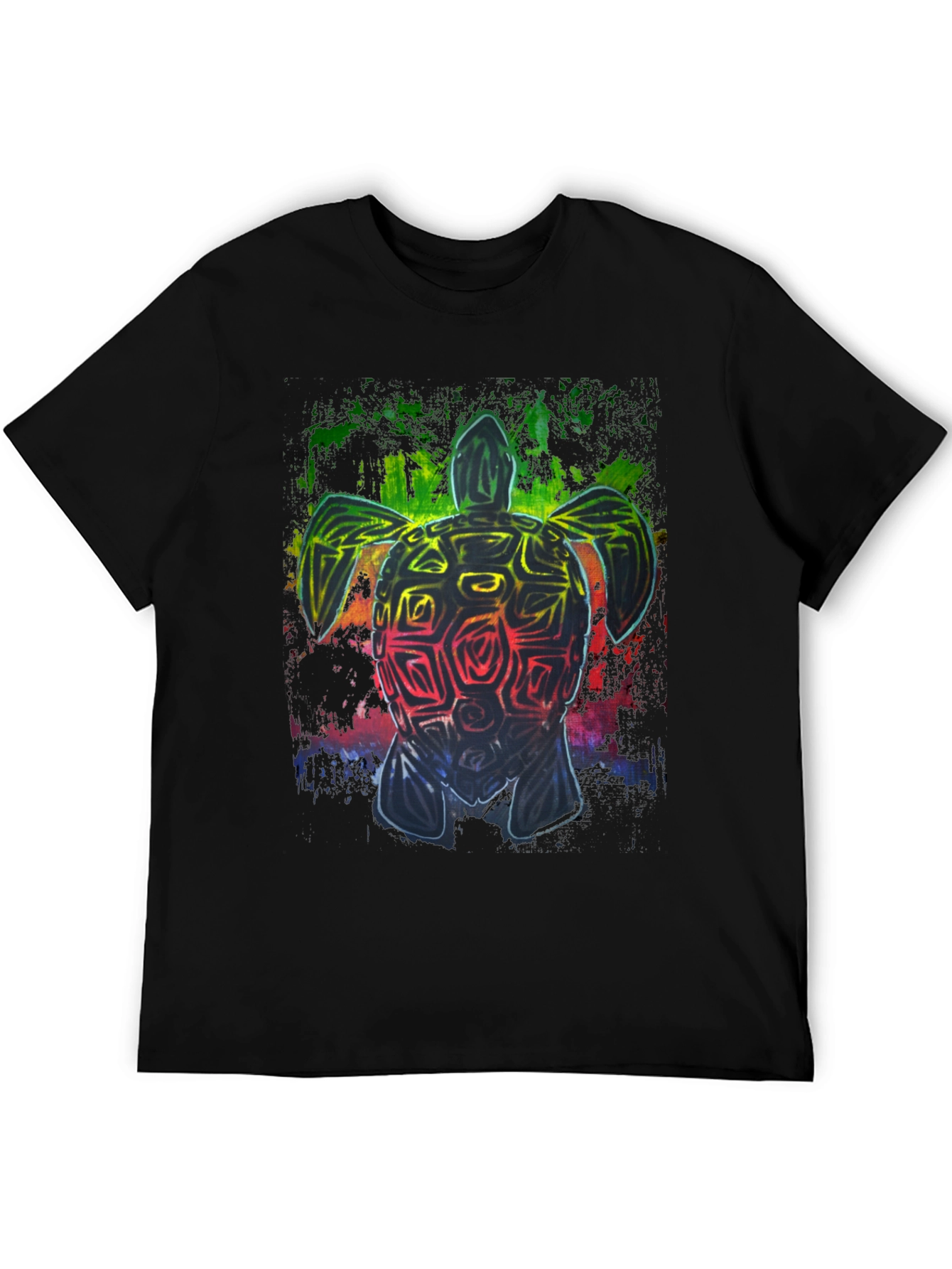 Black Rainbow Turtle Graphic Black T-Shirt view 5