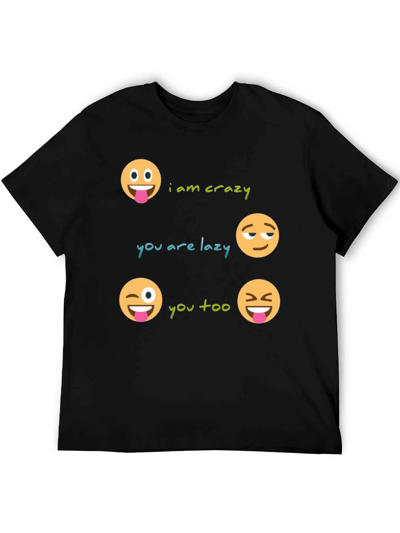 Black Crazy Lazy Emoji Graphic Tee - Unisex view 5