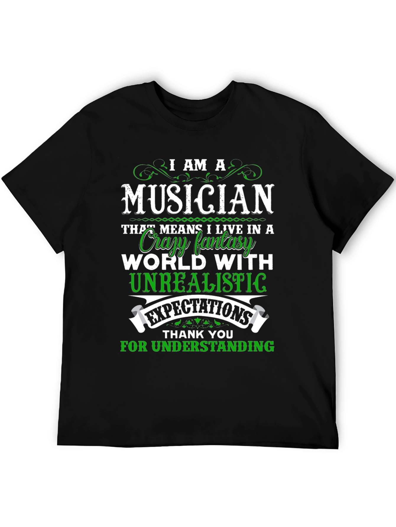 Black Musician Novelty T-Shirt - Crazy Fantasy World Design view 5