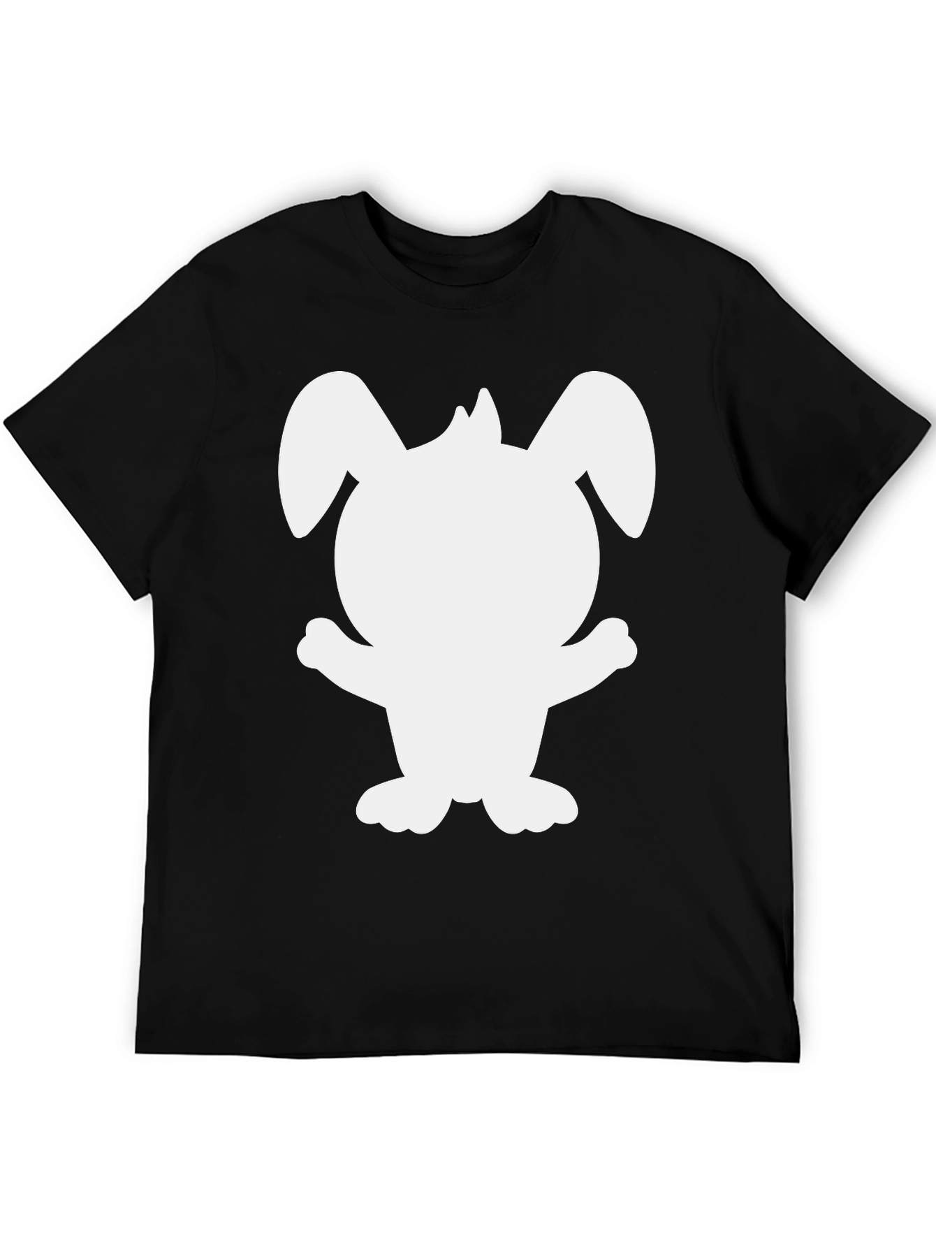 Black Cute Bunny Silhouette Black T-Shirt view 5