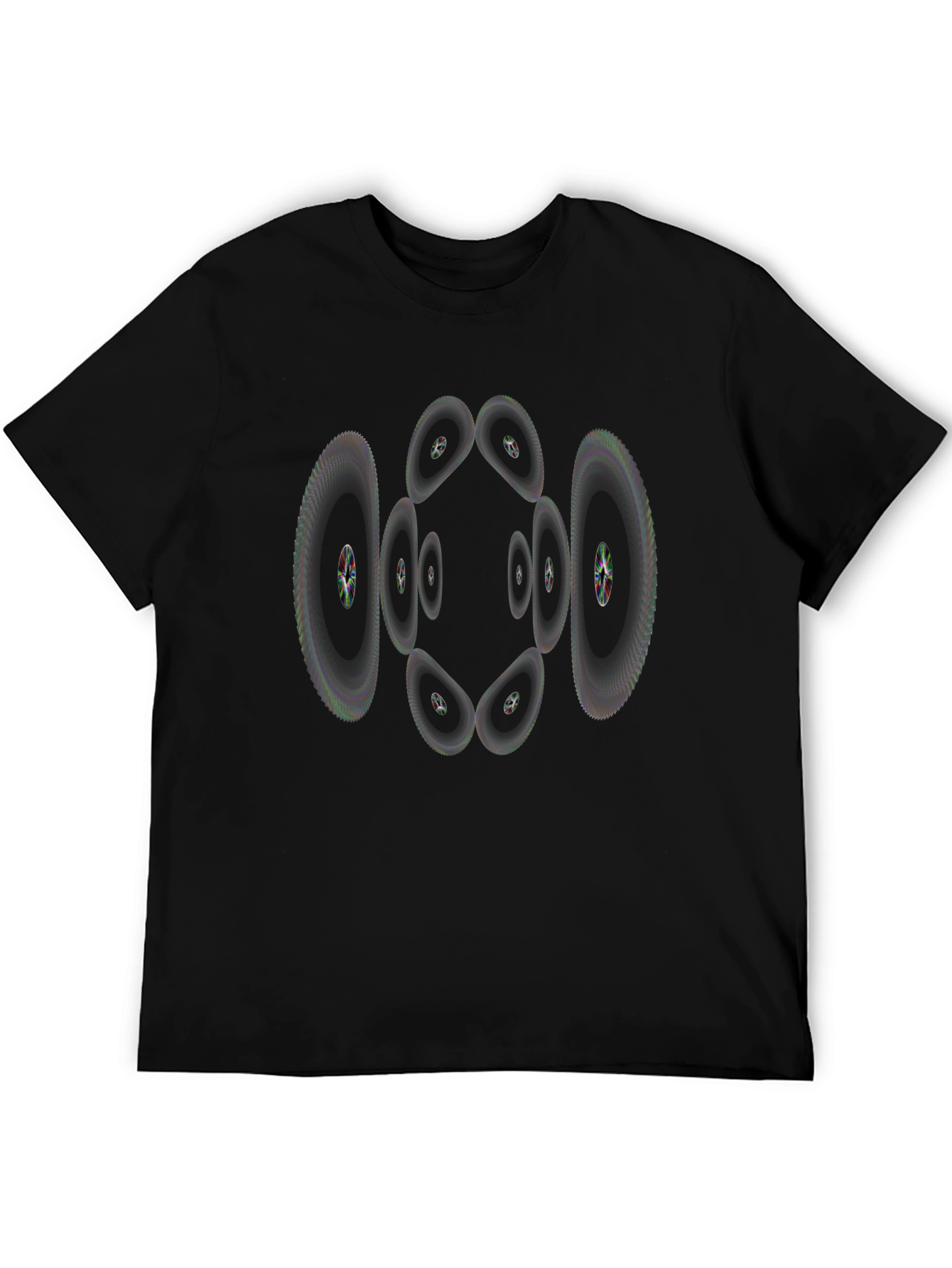 Black Abstract Geometric Pattern T-Shirt - Black view 5
