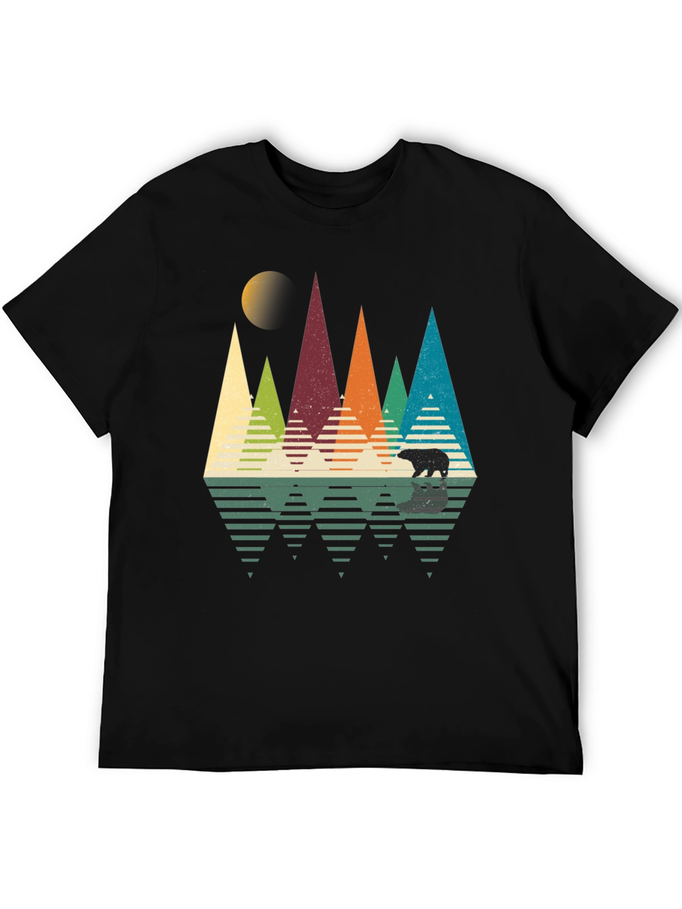 Black Retro Mountain Bear T-Shirt view 5