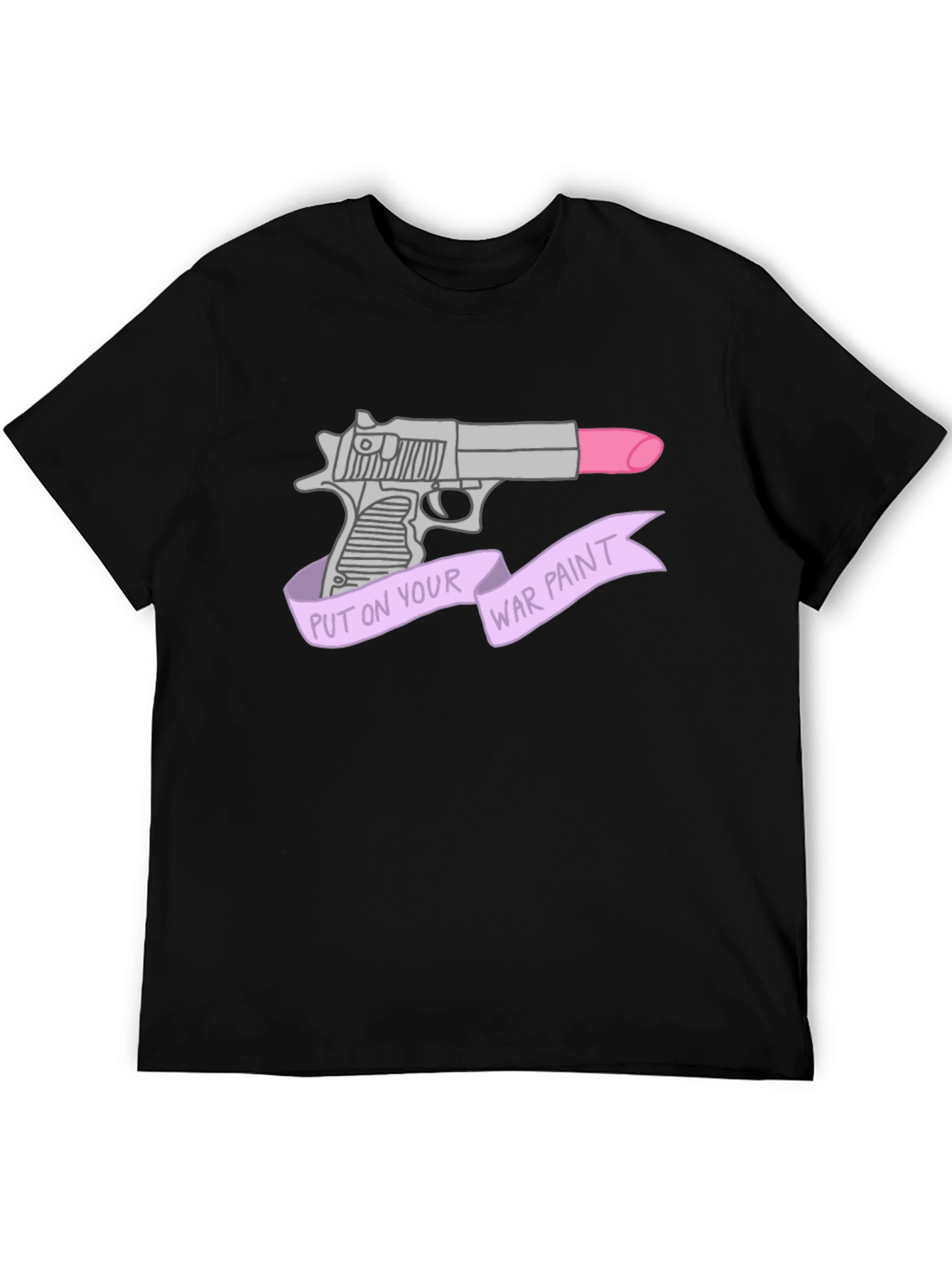 Black War Paint Lipstick Gun Graphic T-Shirt view 5
