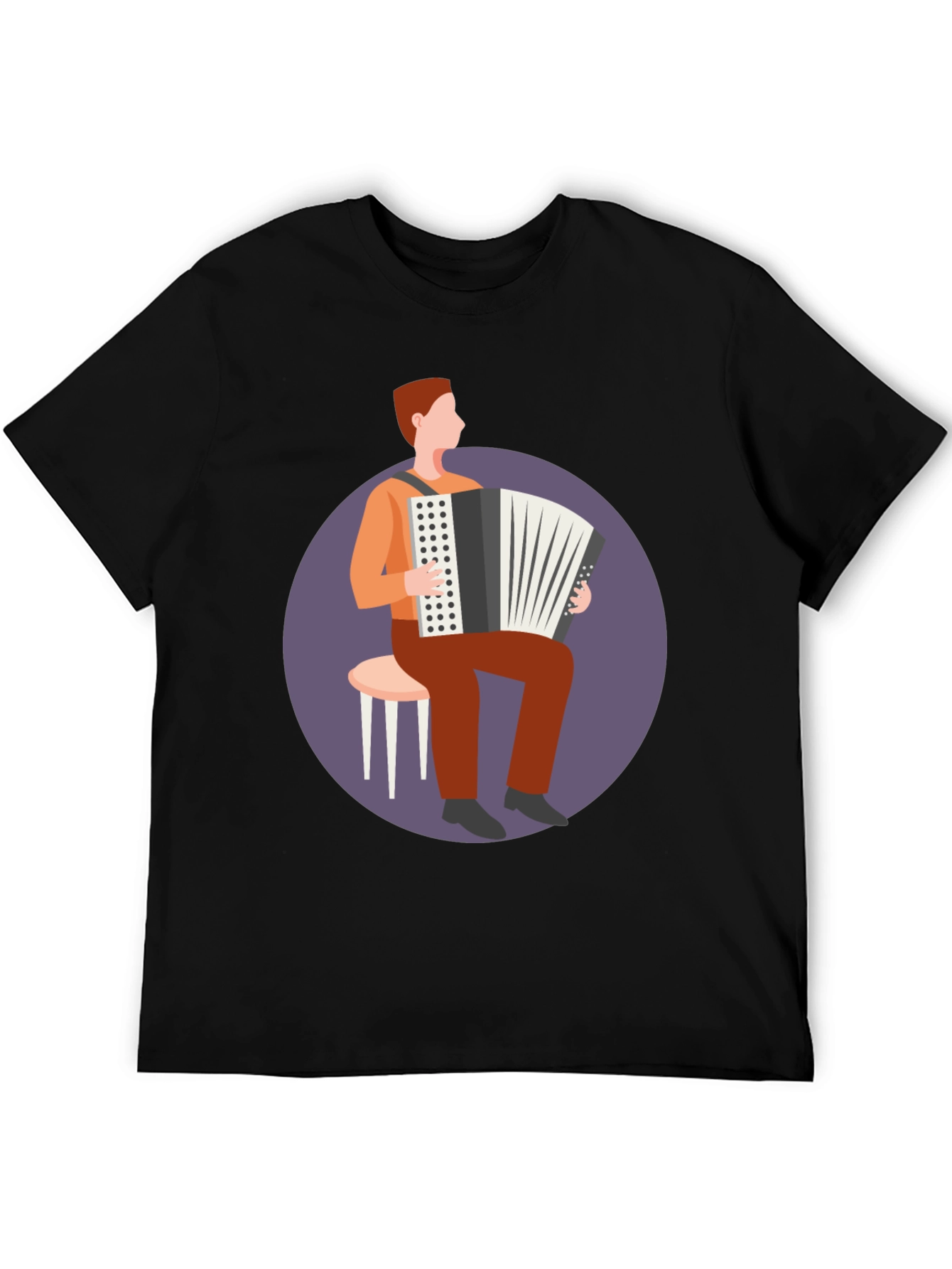 Black Accordion Player Graphic Tee - Musician T-Shirt view 5