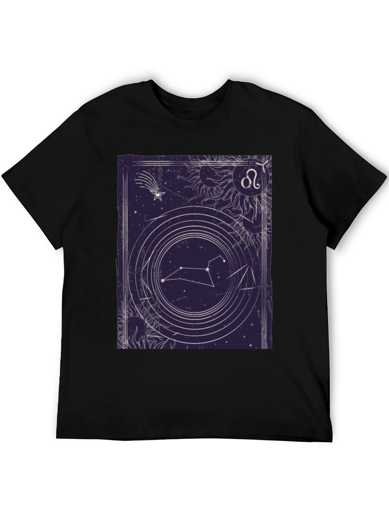 Black Leo Zodiac Graphic Tee - Celestial Constellation T-Shirt view 5