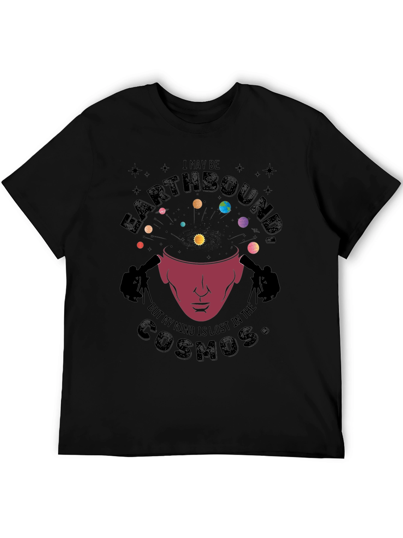 Black Earthbound Cosmos Graphic T-Shirt view 5