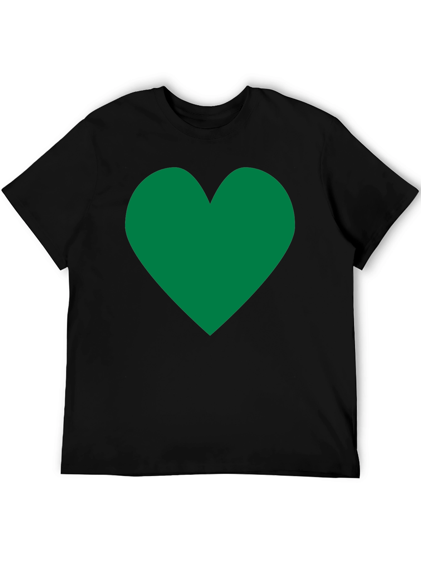 Black Green Heart Graphic Black T-Shirt view 5