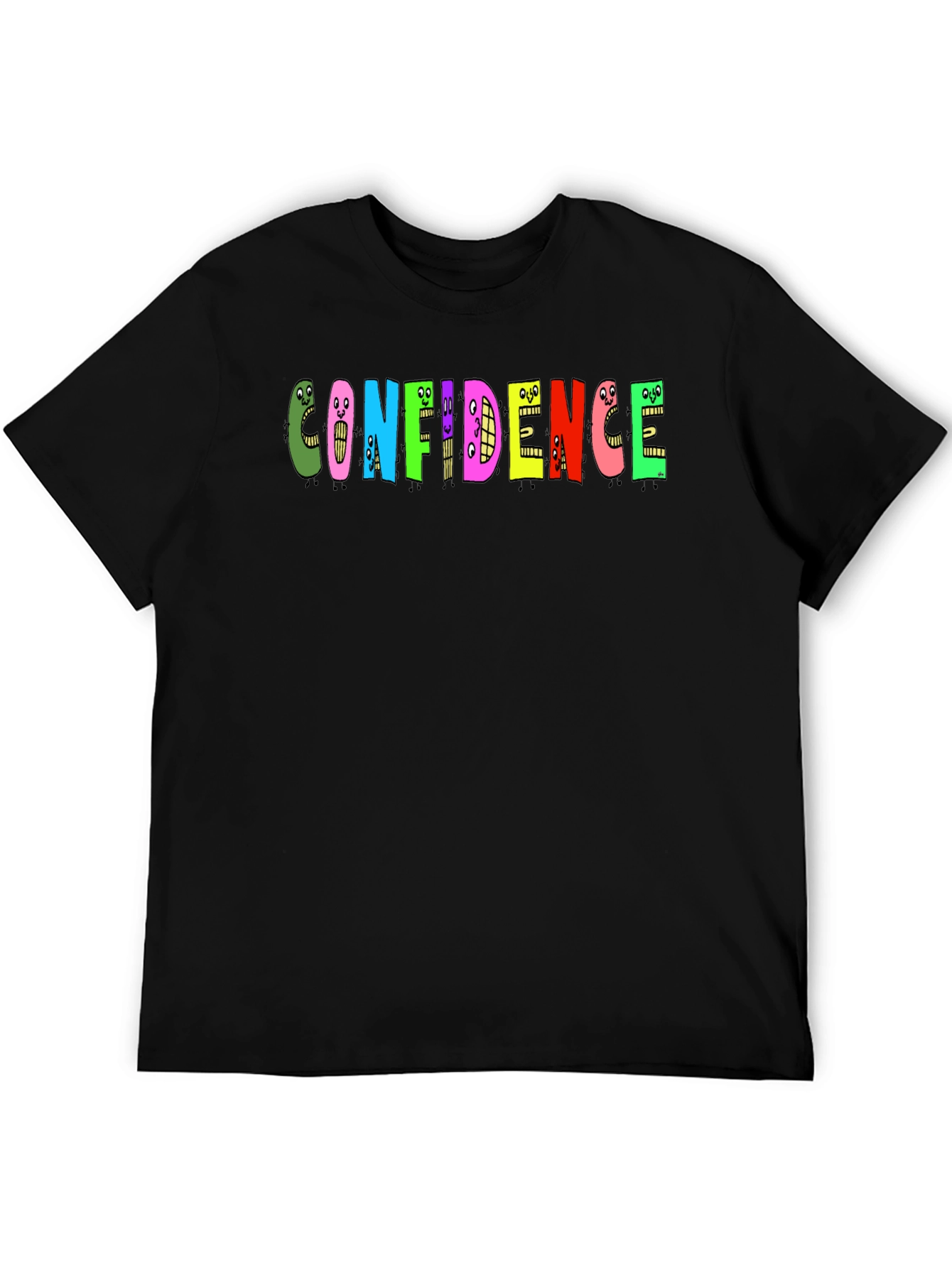 Black Confidence Graphic Tee - Black Cotton T-Shirt view 5
