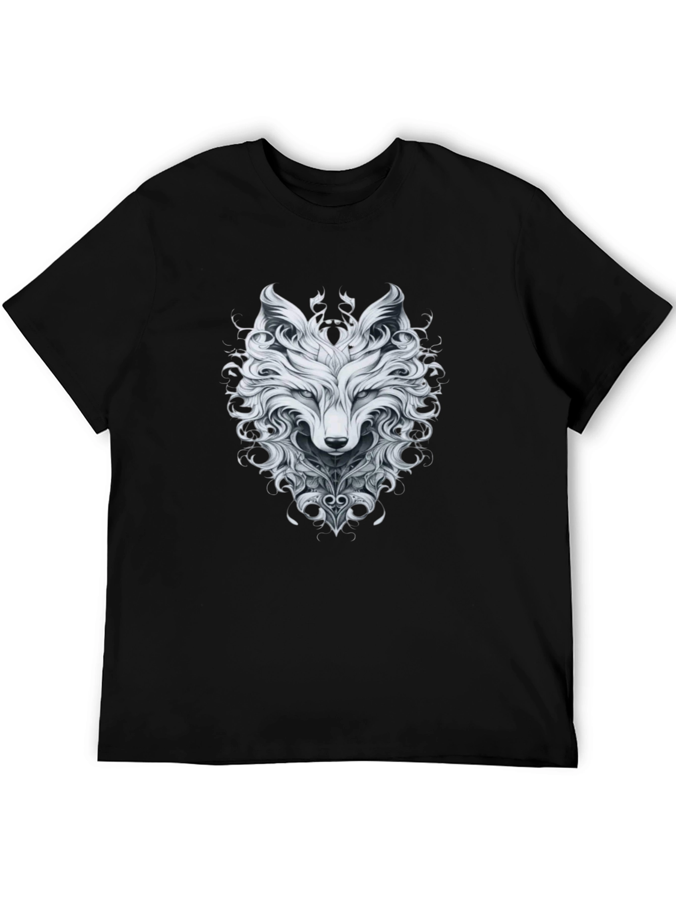 Black Wolf Graphic Print T-Shirt view 5