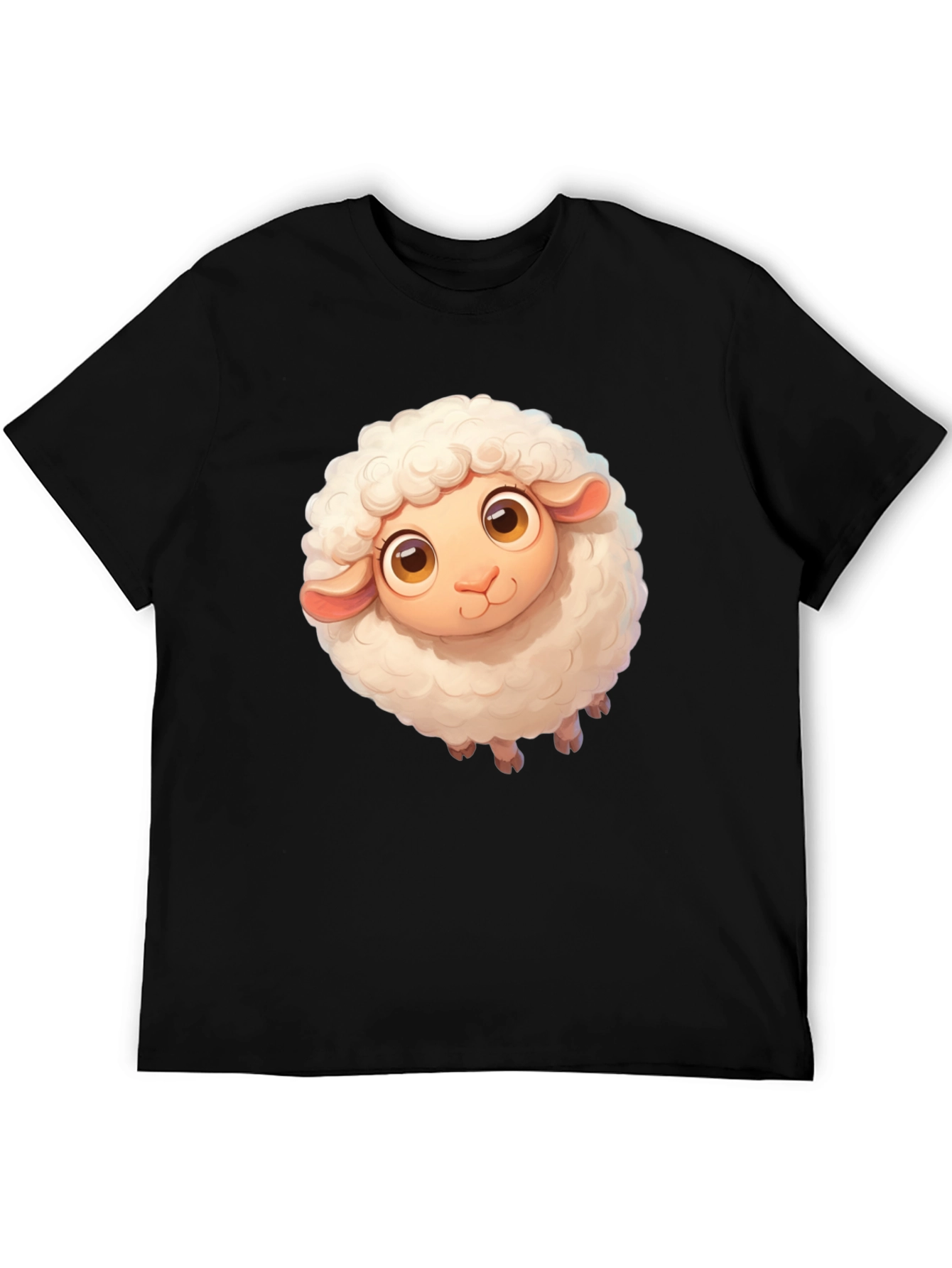 Black Cute Sheep Graphic Tee - Black Cotton Blend view 5