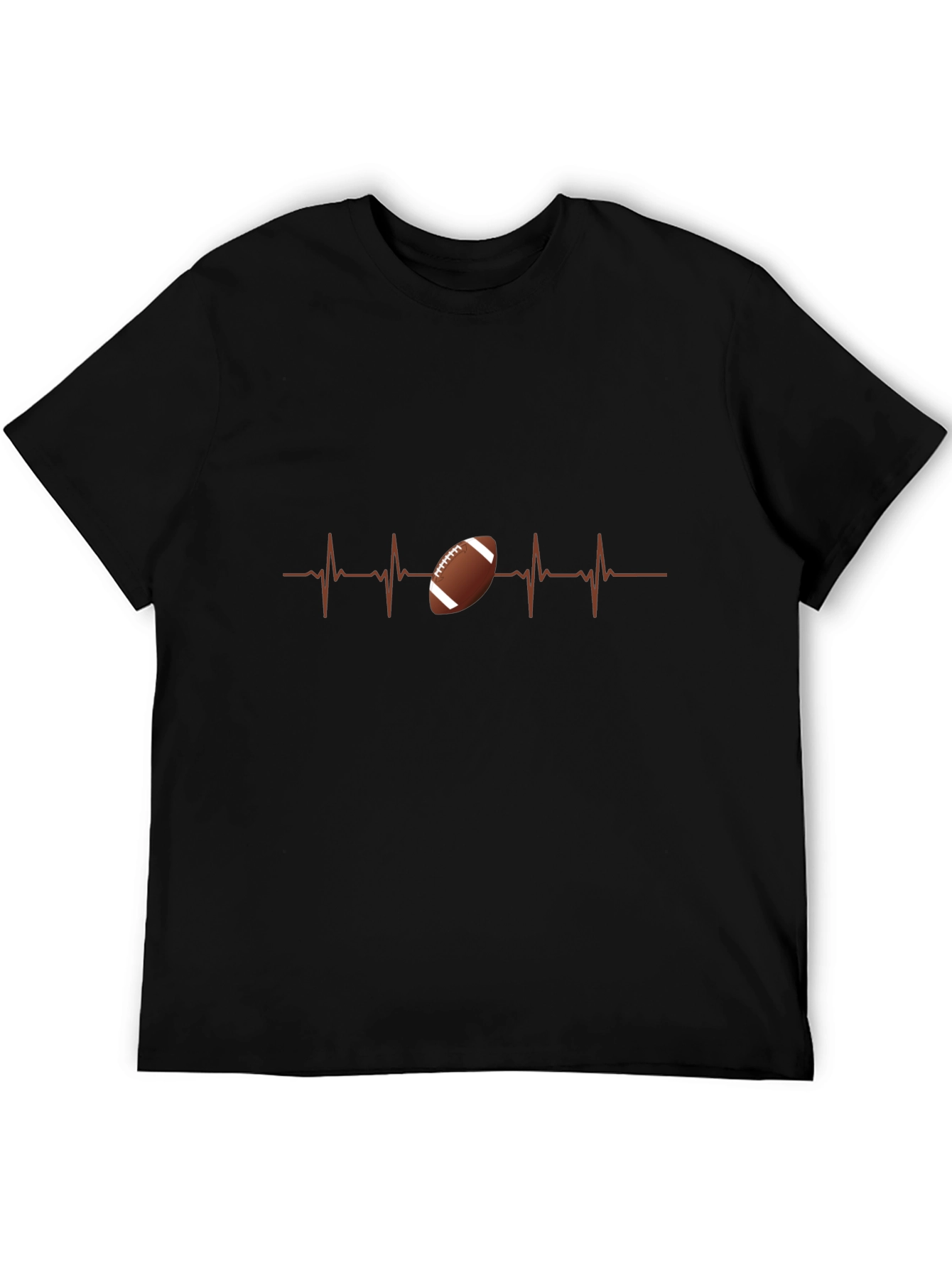 Black Football Heartbeat T-Shirt view 5